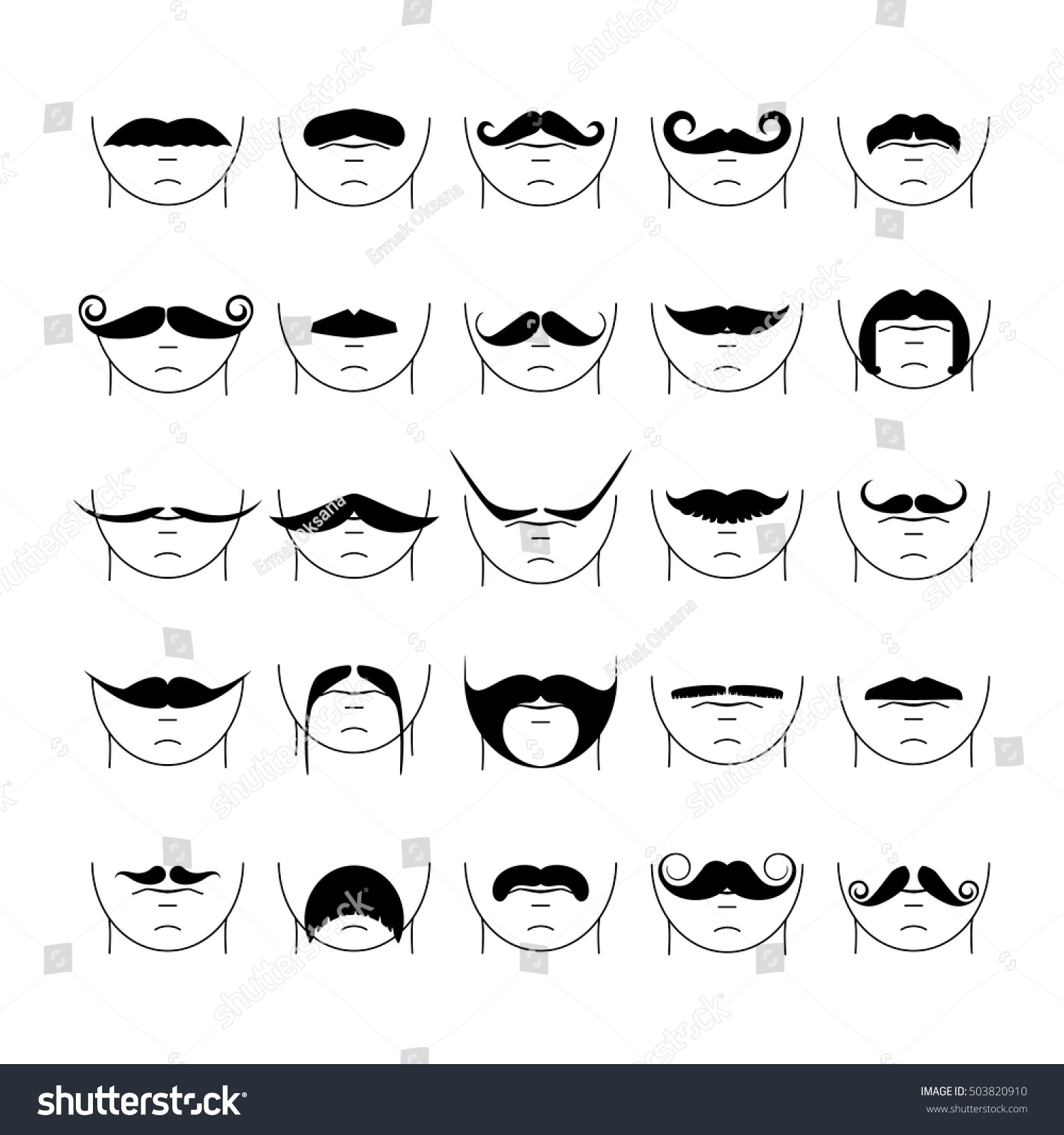 Big Set Vector Hipster Mustache Collection Stock Vector (Royalty Free ...