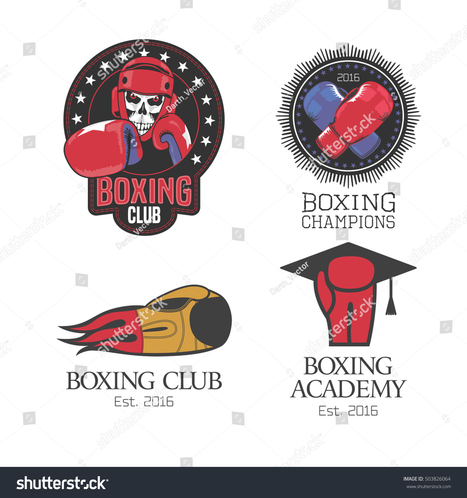 Boxing Box Club Set Vector Icons Stock Vector (Royalty Free) 503826064 ...