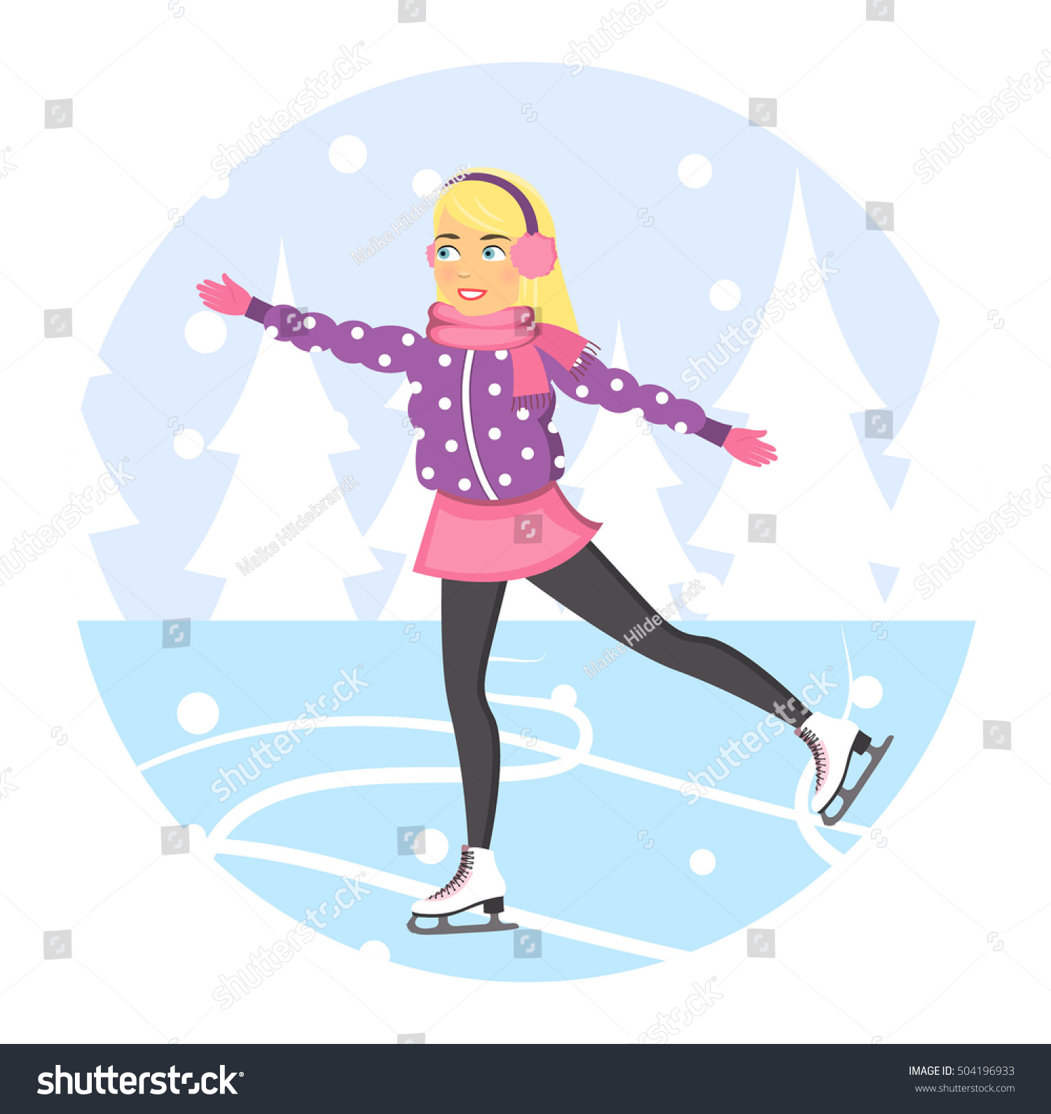 Фигуристка катается на коньках