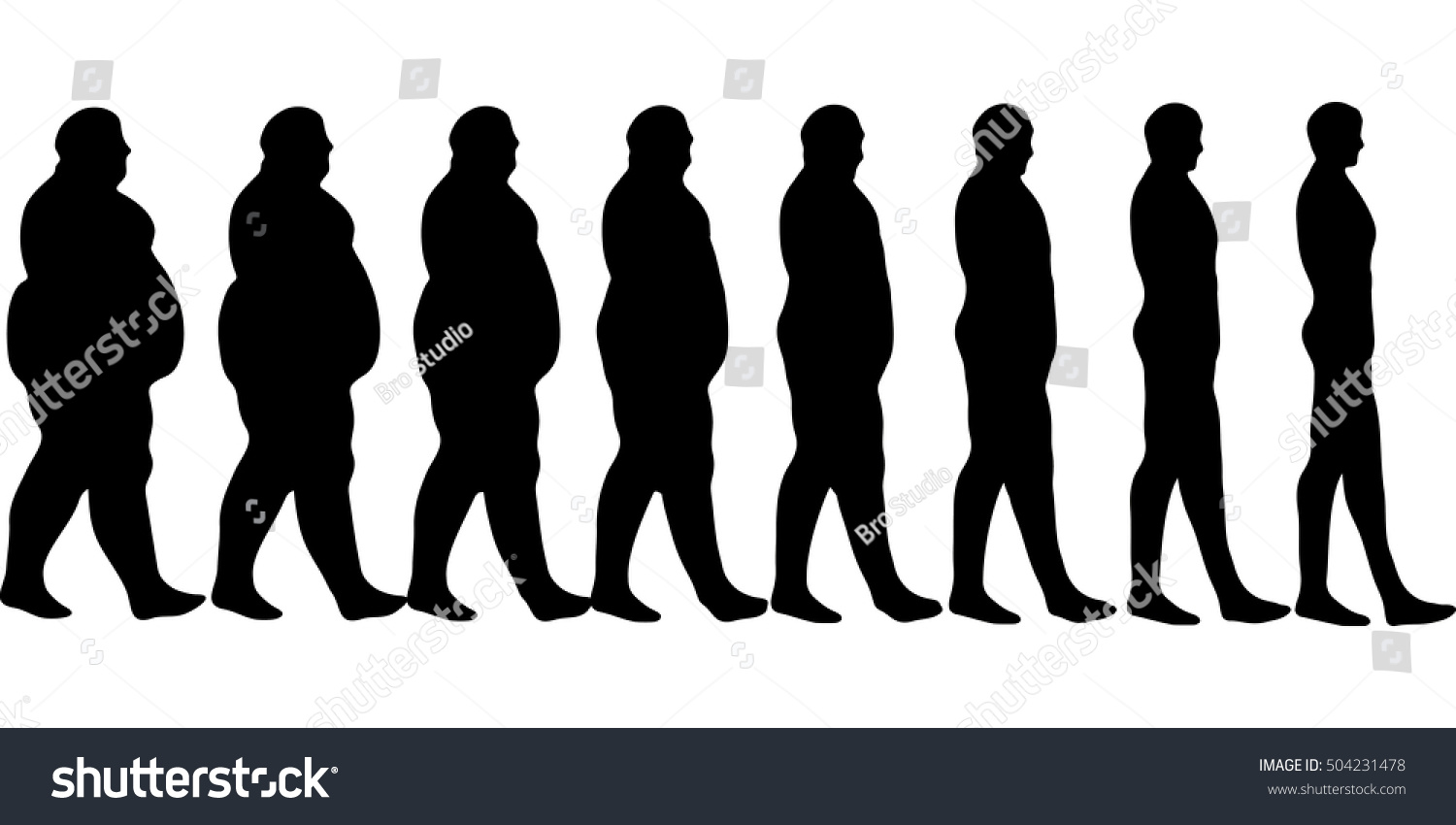 Set Losing Weight Men Concept Healthy Stock Vector (Royalty Free ...