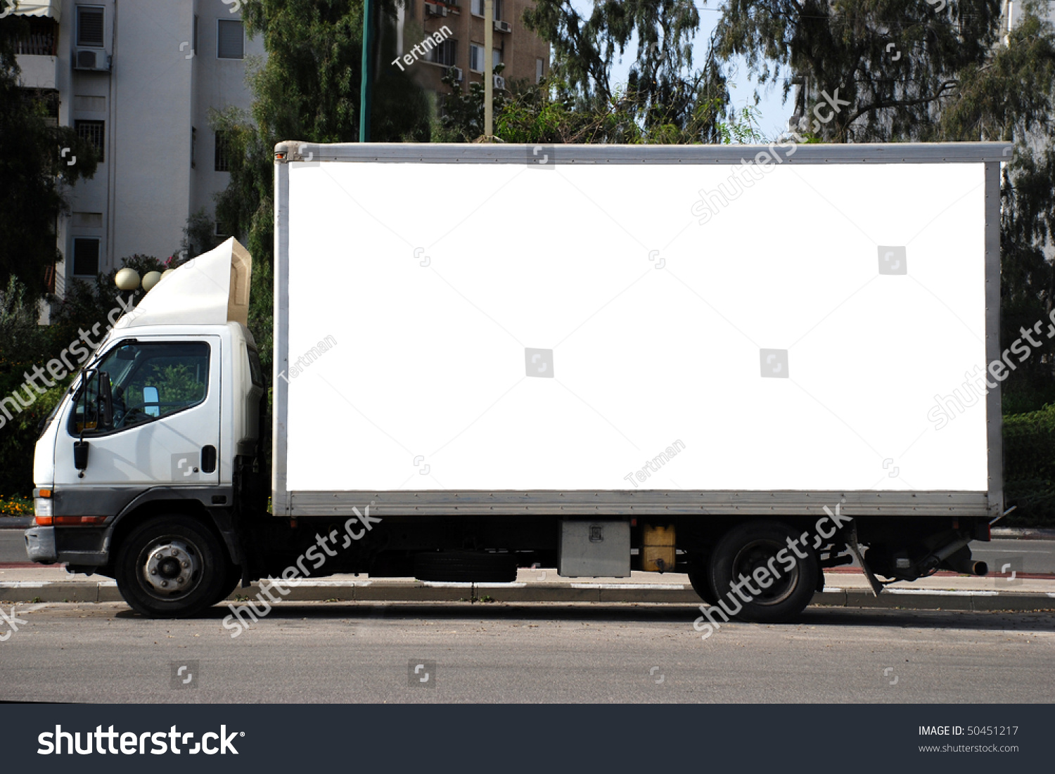 Blank White Sign On White Truck Stock Photo 50451217 