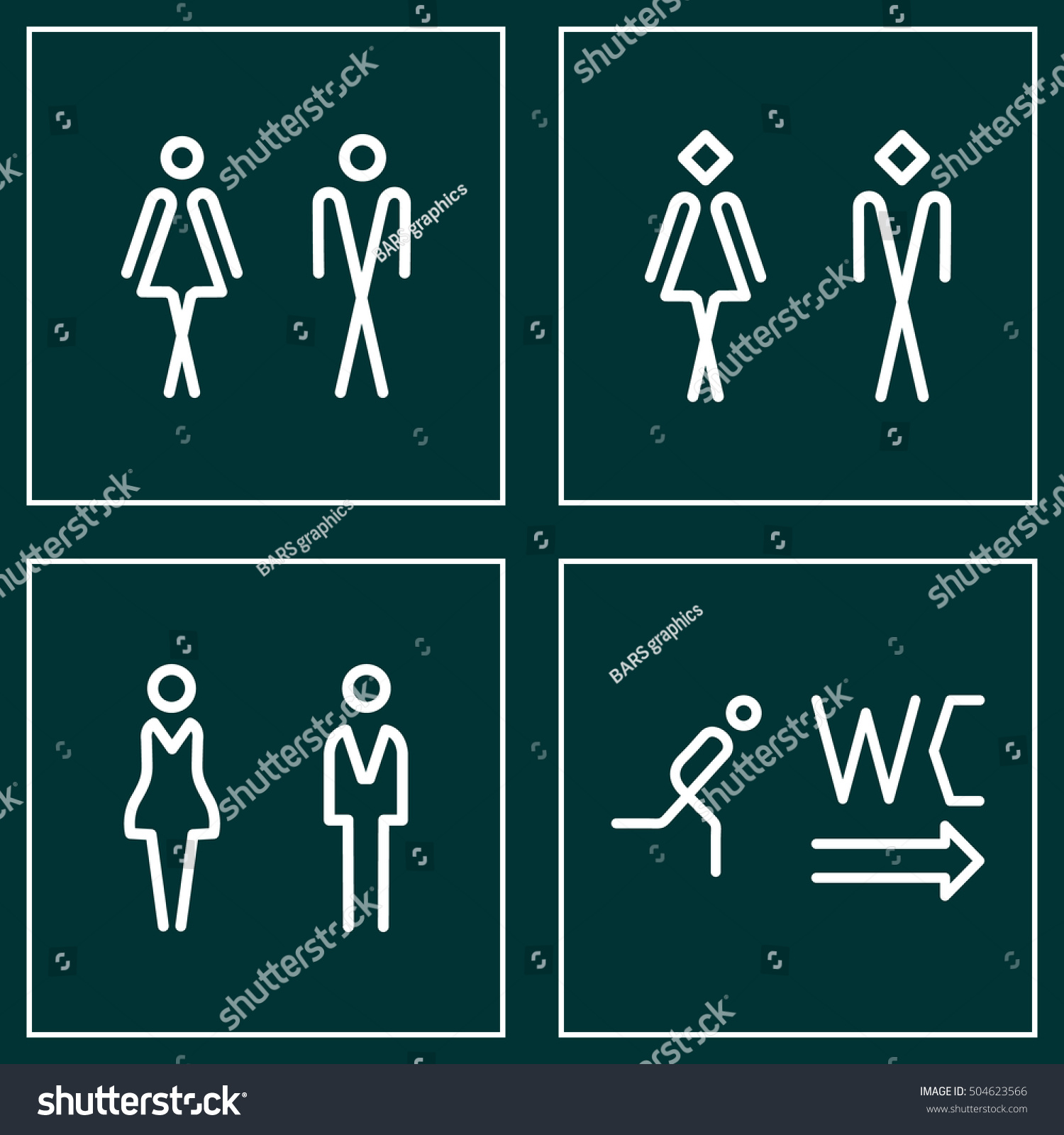 Wc Toilet Door Plate Icon Set Stock Vector Royalty Free 504623566 Shutterstock 2323