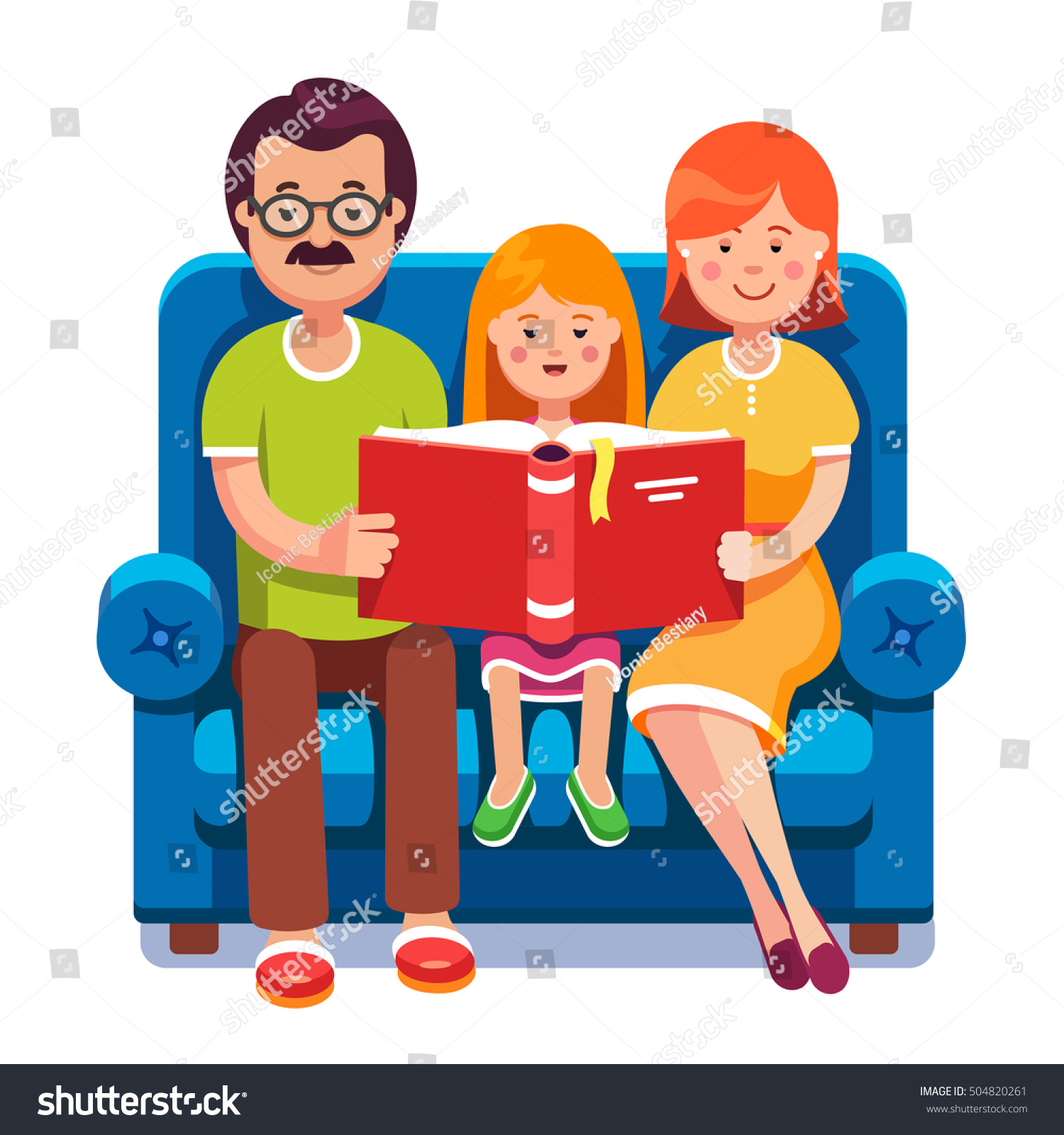 Семейное чтение на прозрачном фоне