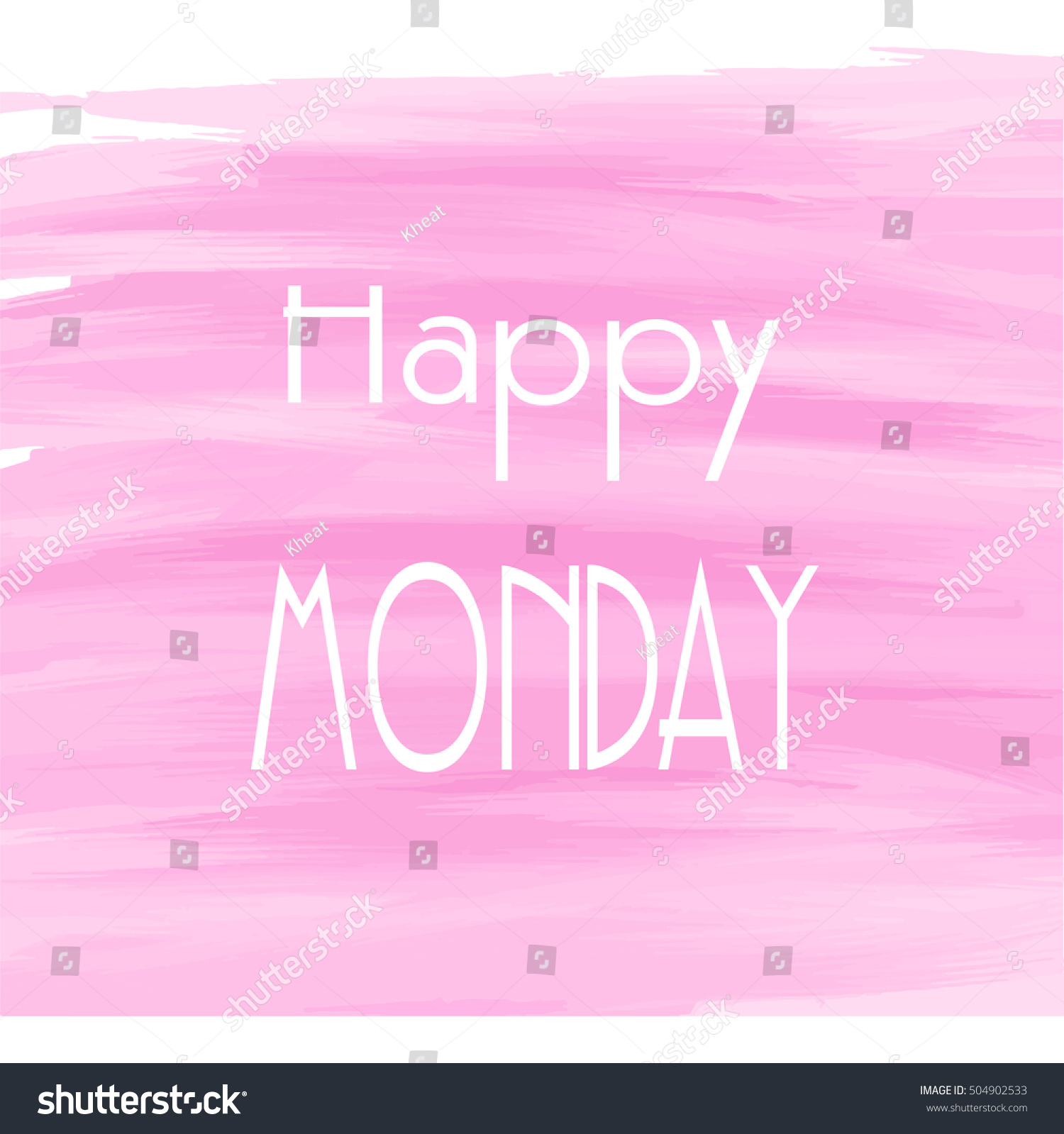 Happy Monday Pink Watercolor Background Abstract Stock Vector Royalty