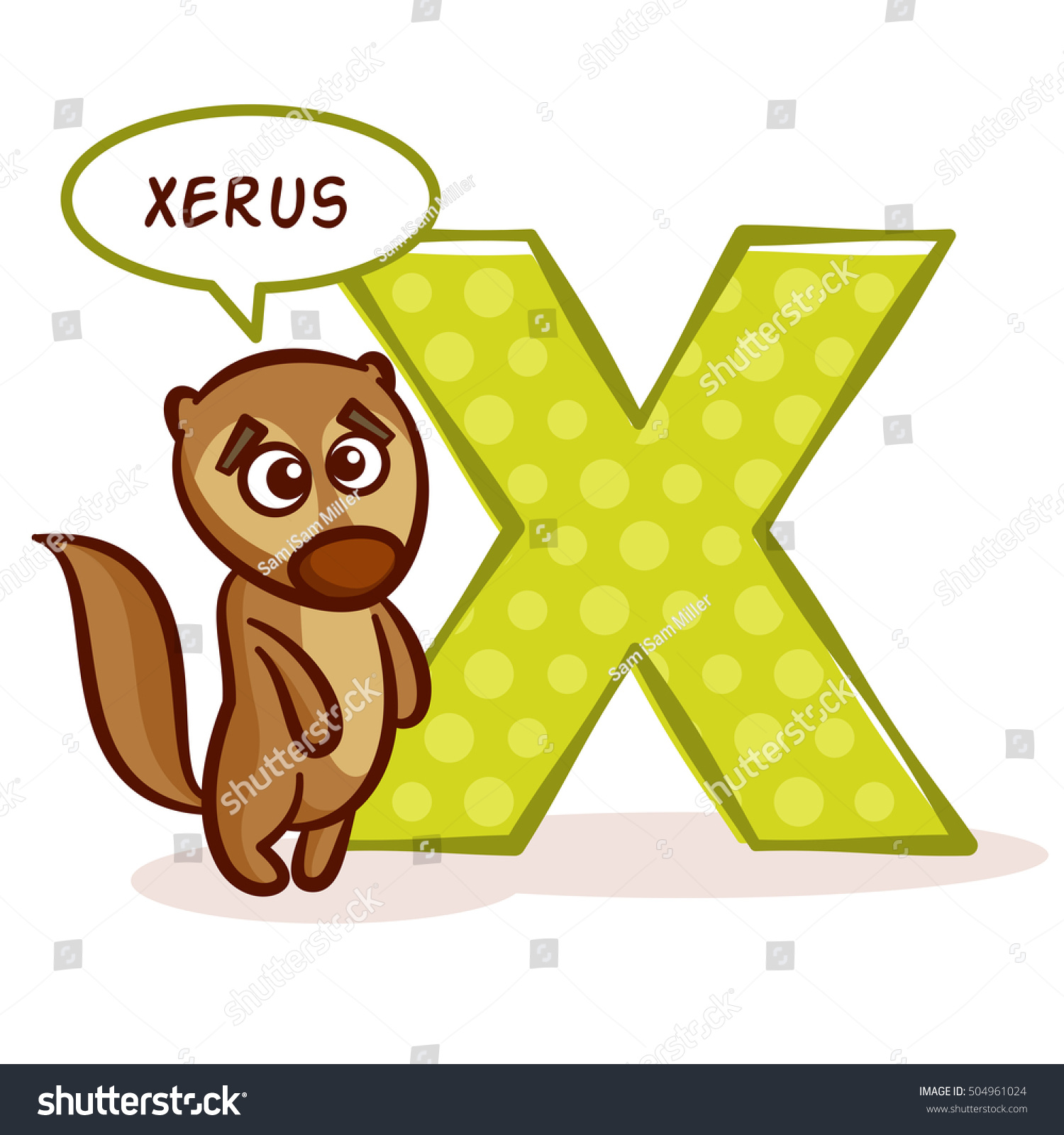 Abc Zoo Alphabet Letter X Xerus Stock Vector (Royalty Free) 504961024 ...