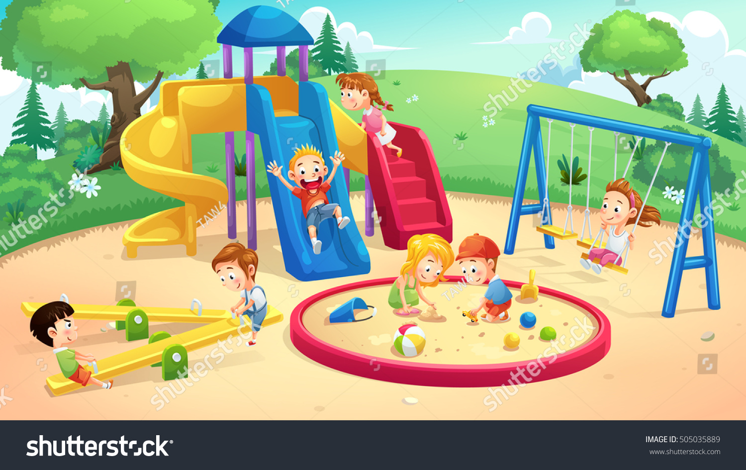 Park Playground Cartoon Vector Art Illustration Stock Vector (Royalty ...