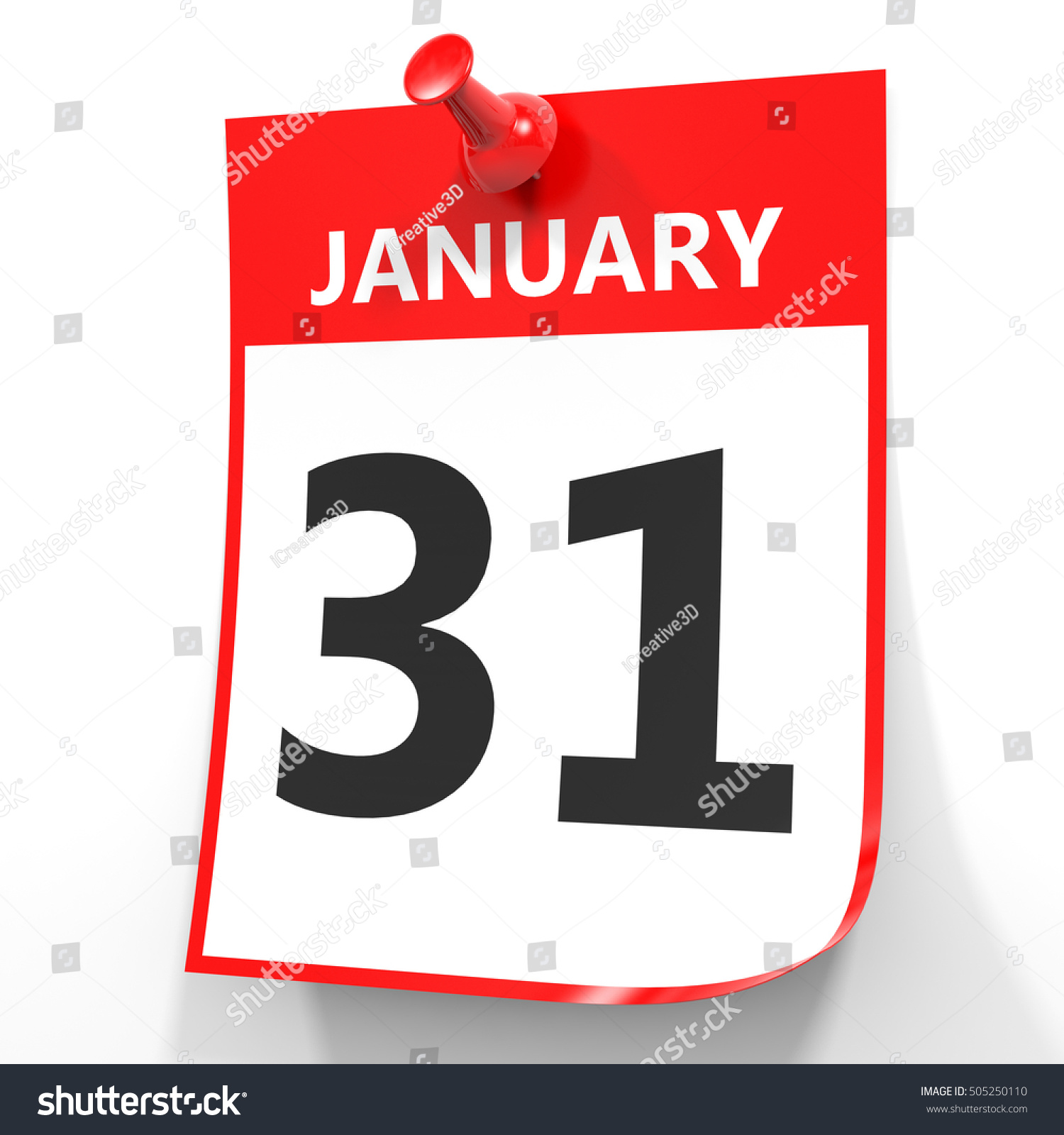 January 31 Calendar On White Background Stock Illustration 505250110