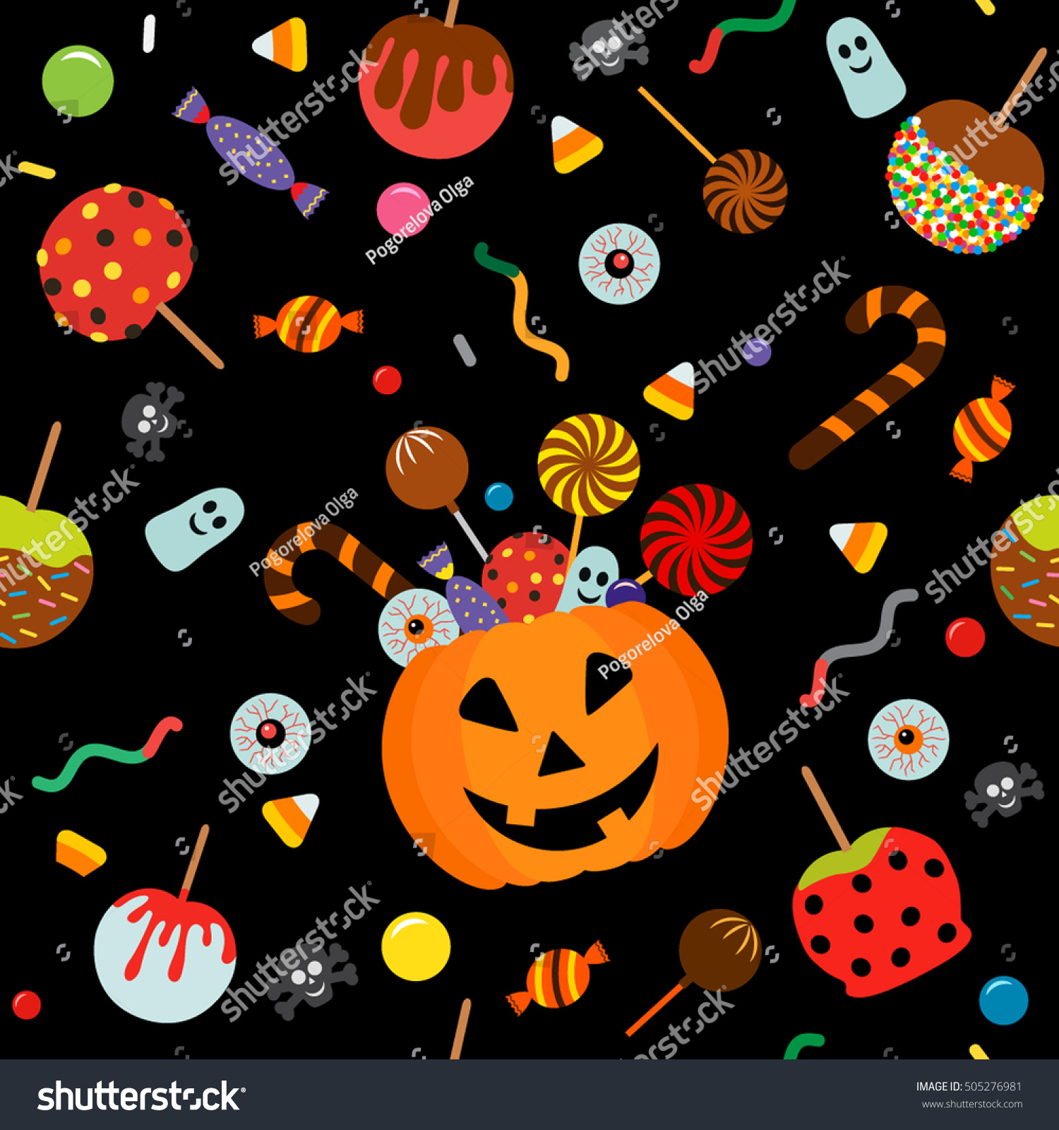 Seamless Texture Halloween Cartoon Style Flat Stock Vector (Royalty ...