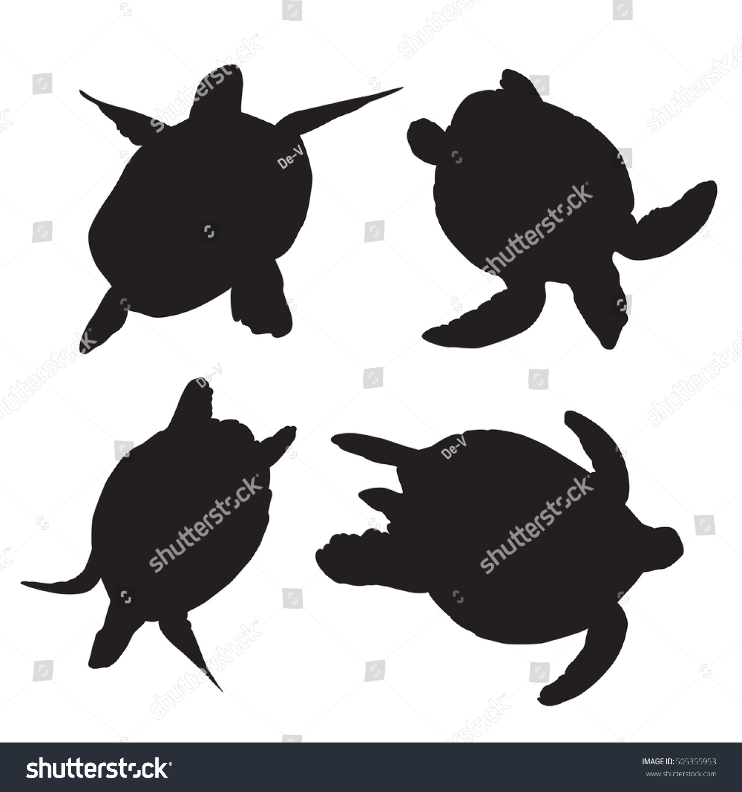 Turtle Silhouettes On White Background Stock Vector (Royalty Free ...