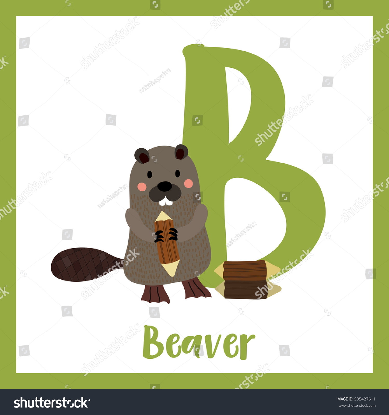 Cute Children Abc Animal Alphabet B Stock Vector (Royalty Free ...