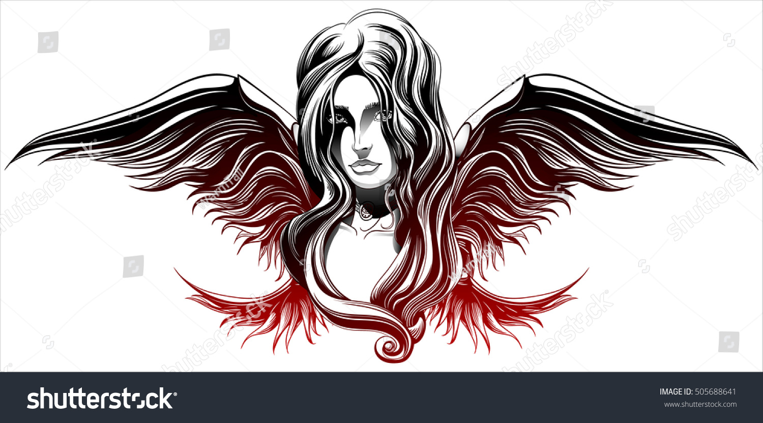 Angel Girl Long Wings Stock Vector (Royalty Free) 505688641 | Shutterstock