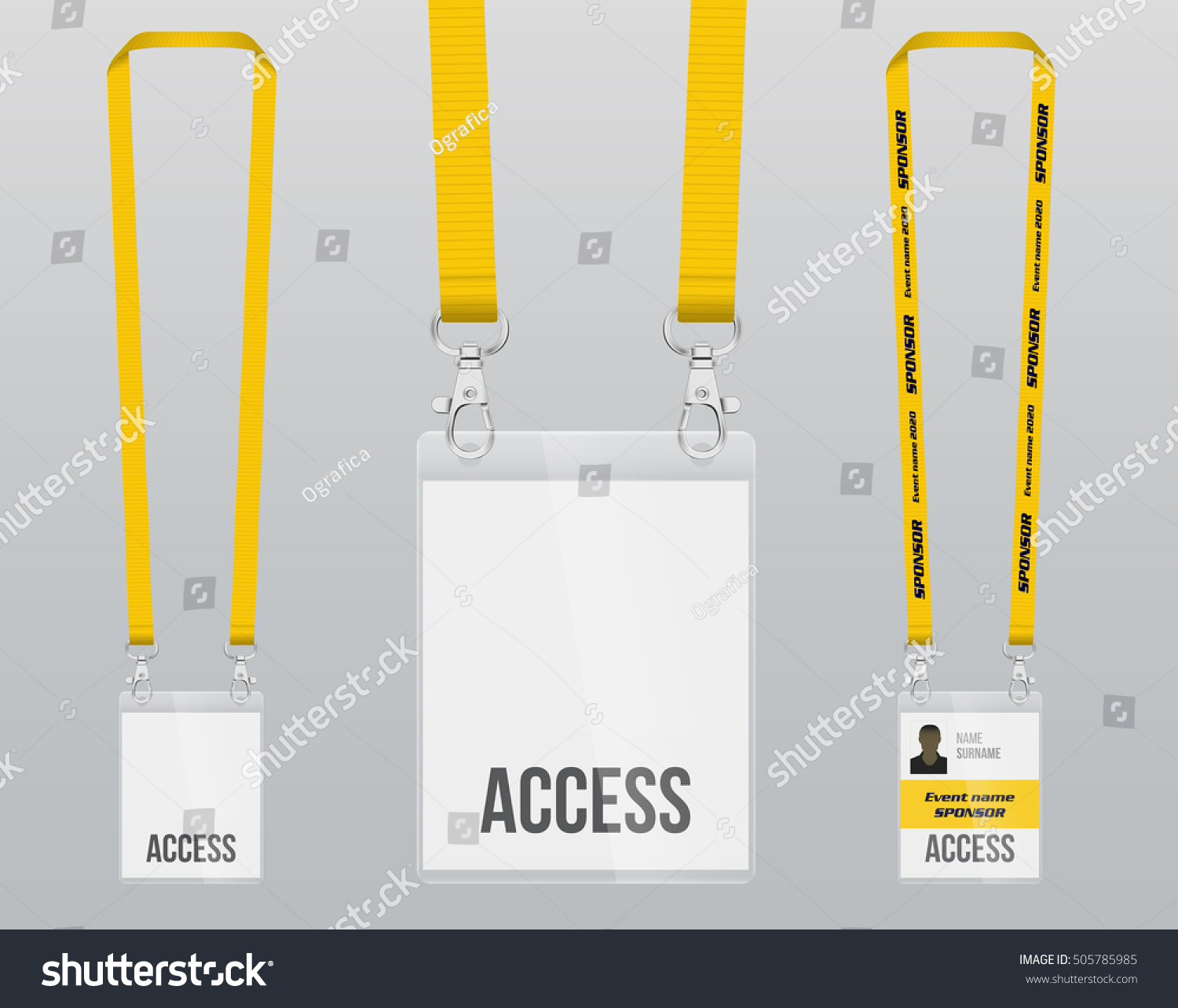 Set Lanyard Badge Double Closing Piece Stock Vector (Royalty Free ...