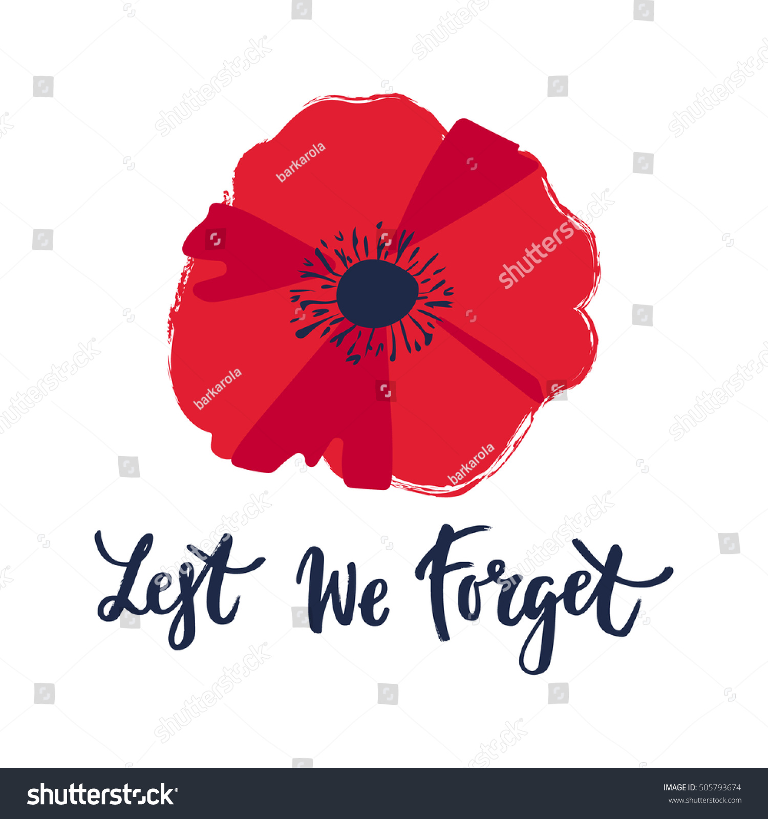 Vector Illustration Bright Poppy Flower Remembrance Stock Vector ...