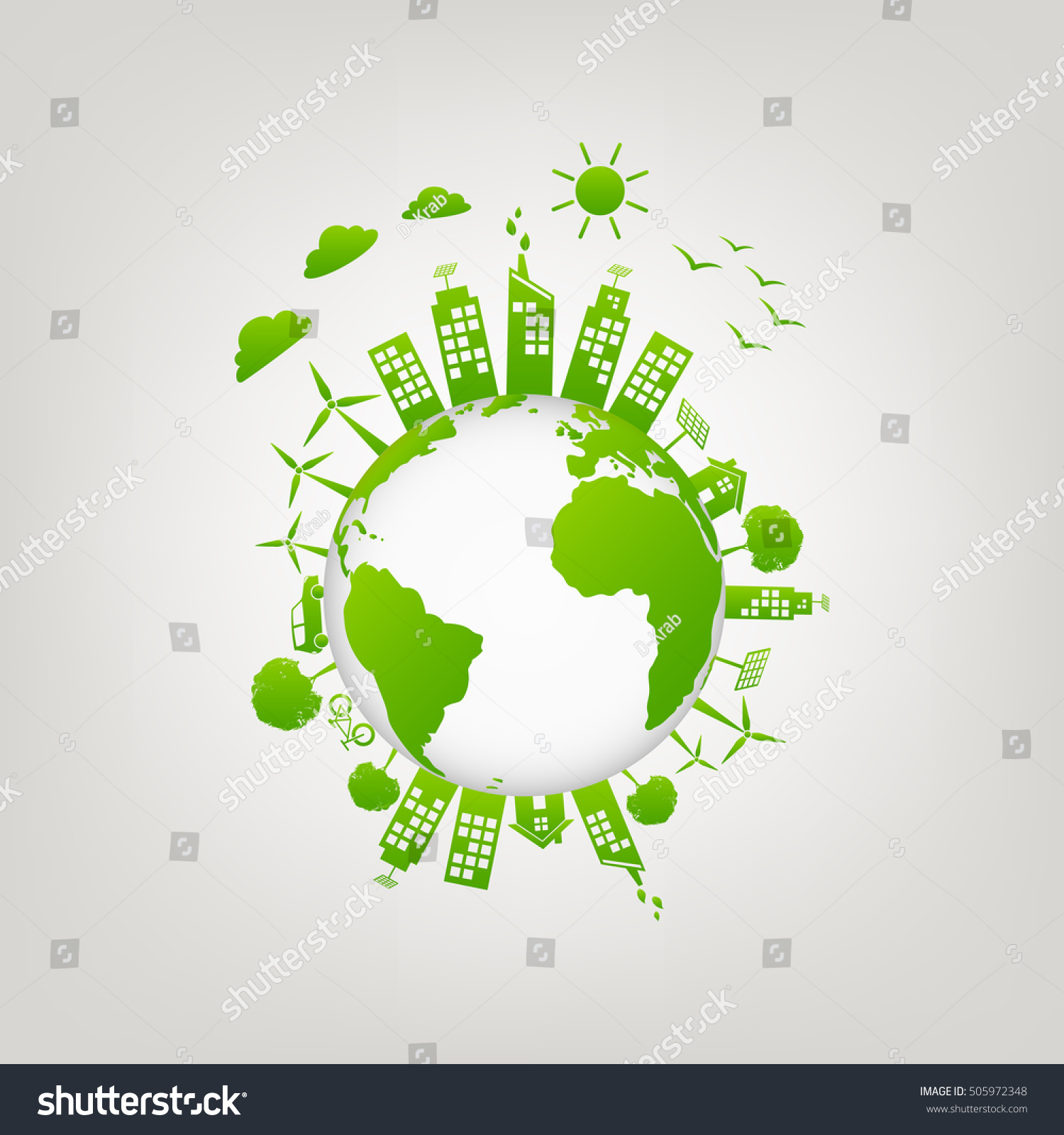 World Environment Green City Ecology Friendly Stock Vector (Royalty ...