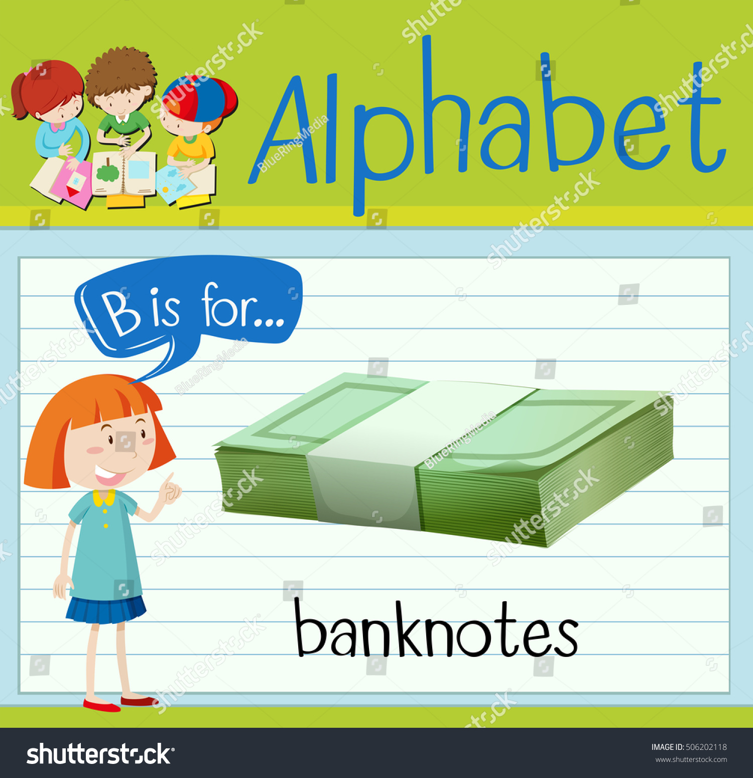 Flashcard Alphabet B Banknotes Illustration Stock Vector (Royalty Free ...