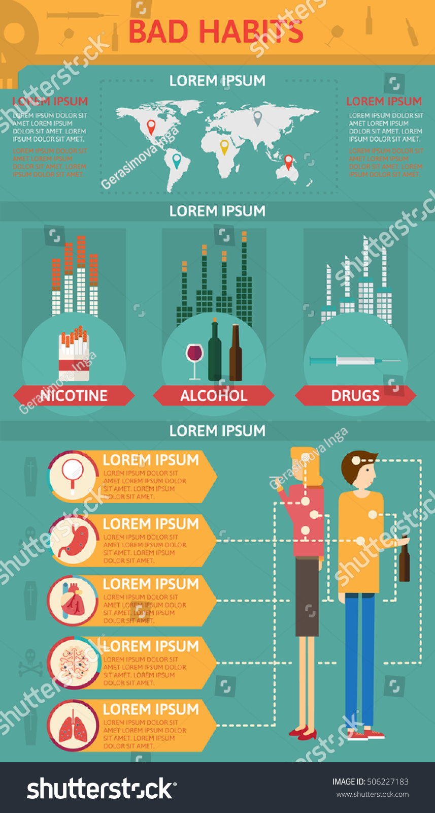 Bad Habits Infographictobacco Smoking Dangerous Alcohol Stock Vector ...