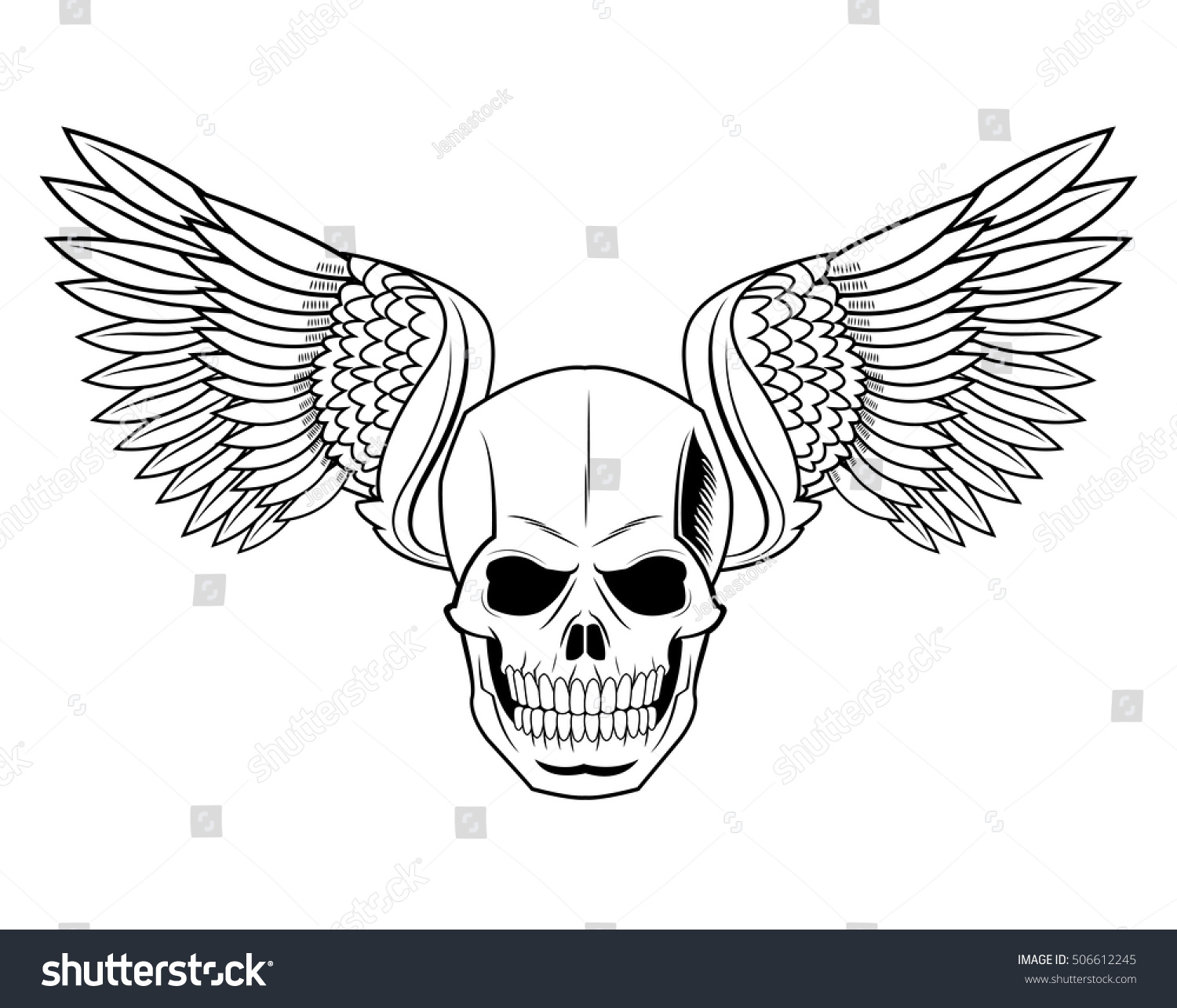 Skull Wings Tattoo Art Design Stock Vector (Royalty Free) 506612245 ...