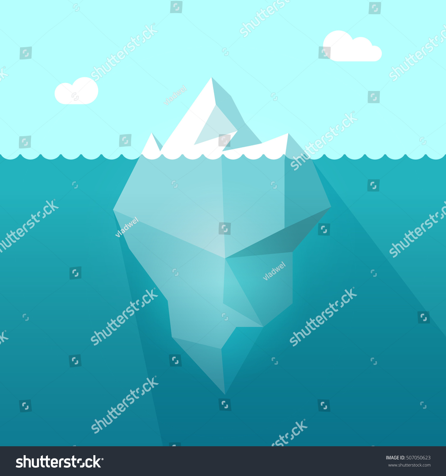 Iceberg Ocean Water Illustration Big Iceberg Stock Illustration ...