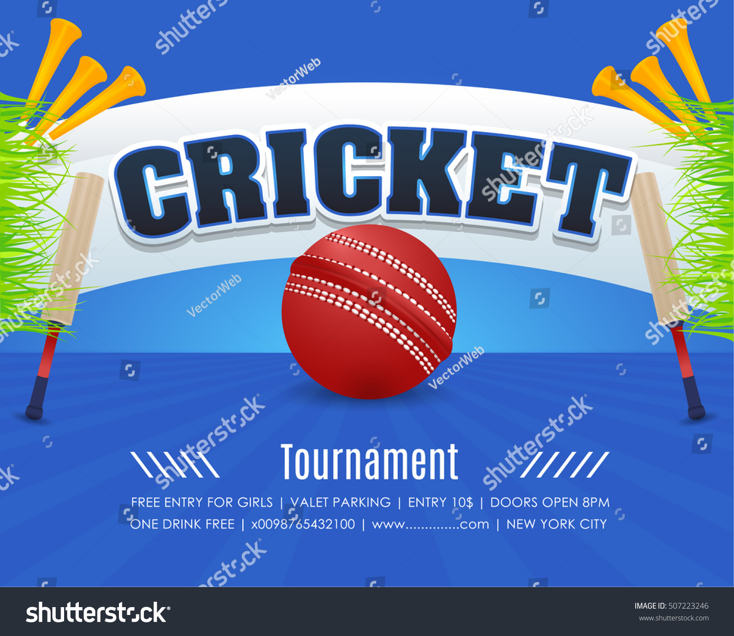 Cricket Poster Event Info Postcard Design Stock Vector (Royalty Free ...