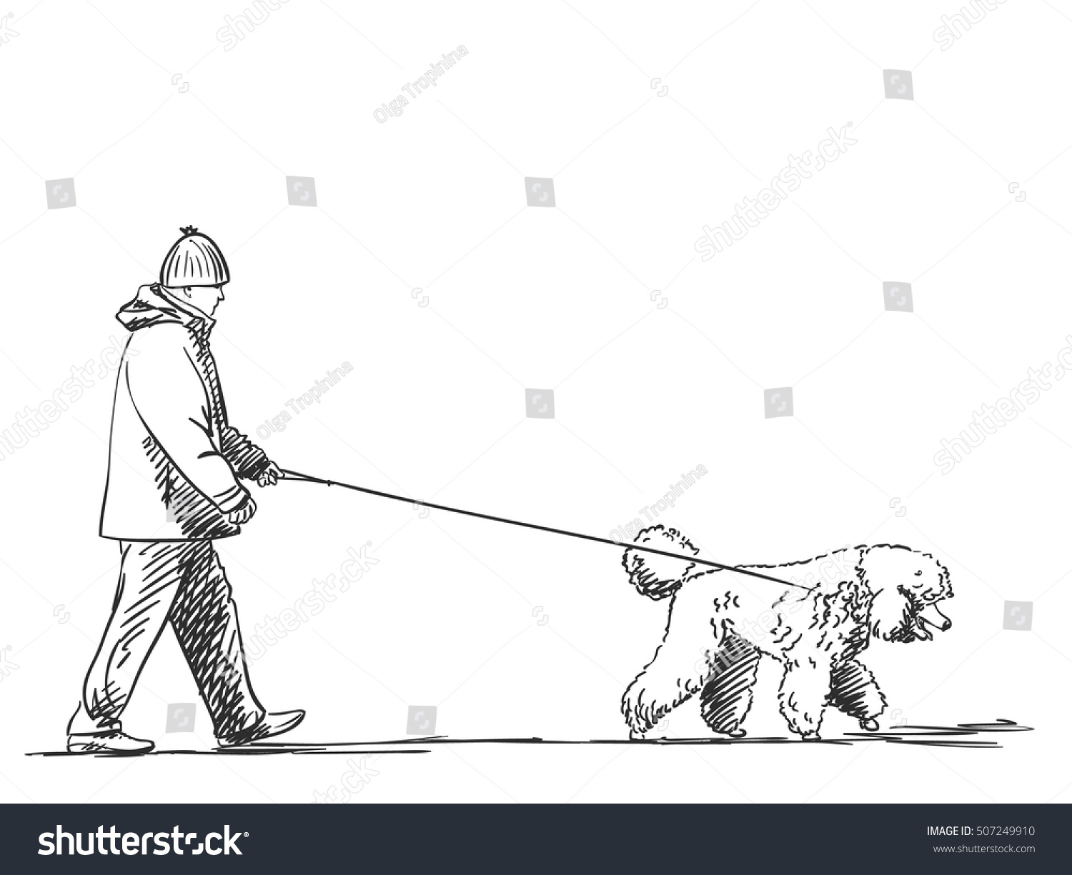 Человек с собакой на поводке