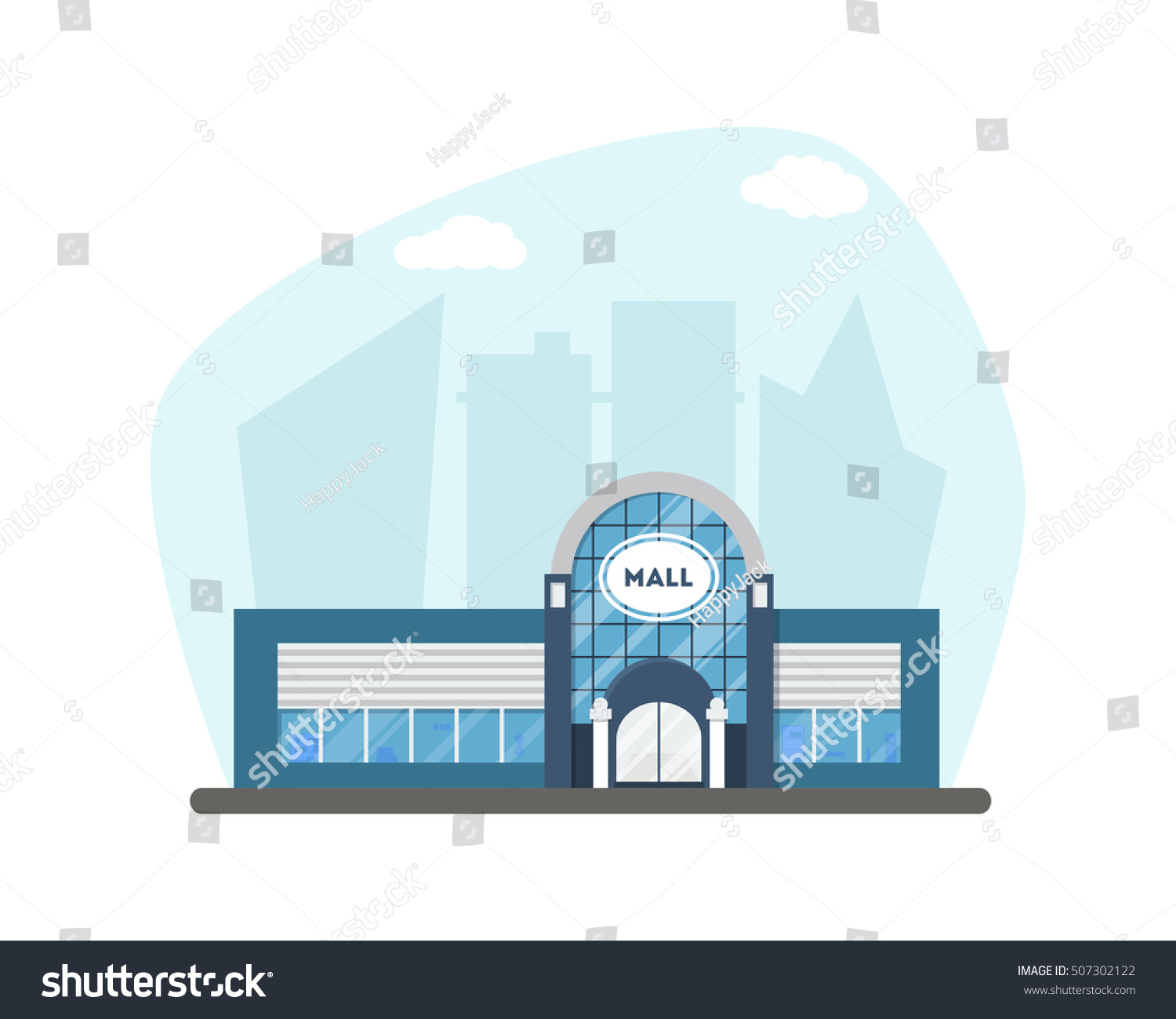 Flat Supermarket Shopping Mall Building On Stock Vector (royalty Free 