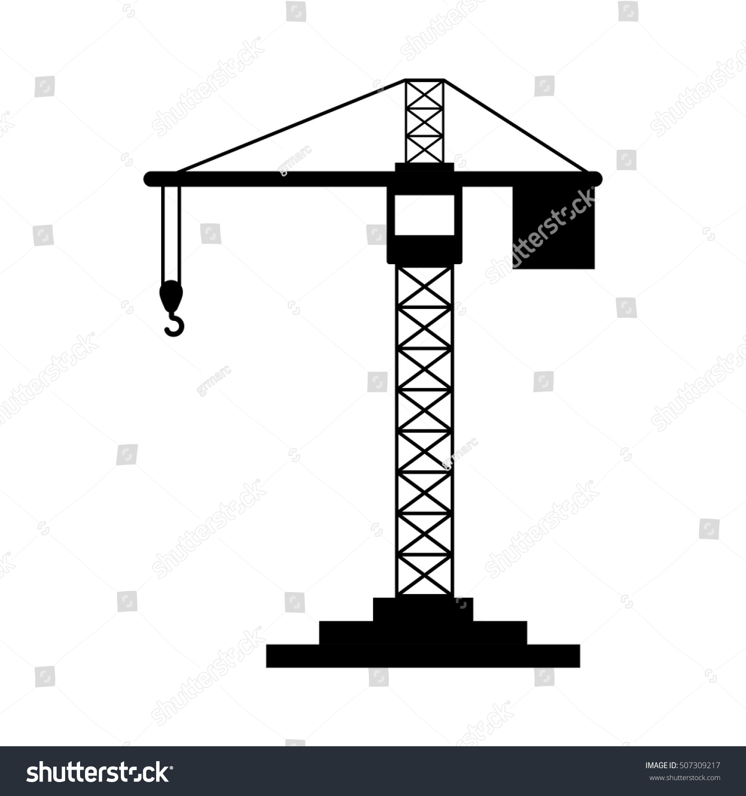 Black Silhouette Construction Tower Crane Stock Vector (Royalty Free ...