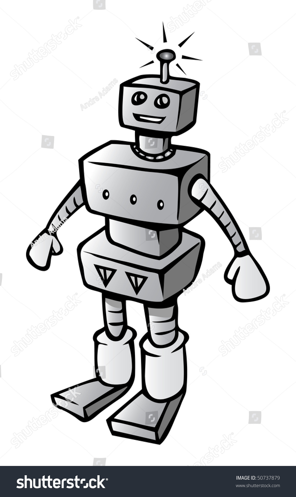 Cartoon Vector Gray Scale Illustration Robot Stock Vector (Royalty Free ...