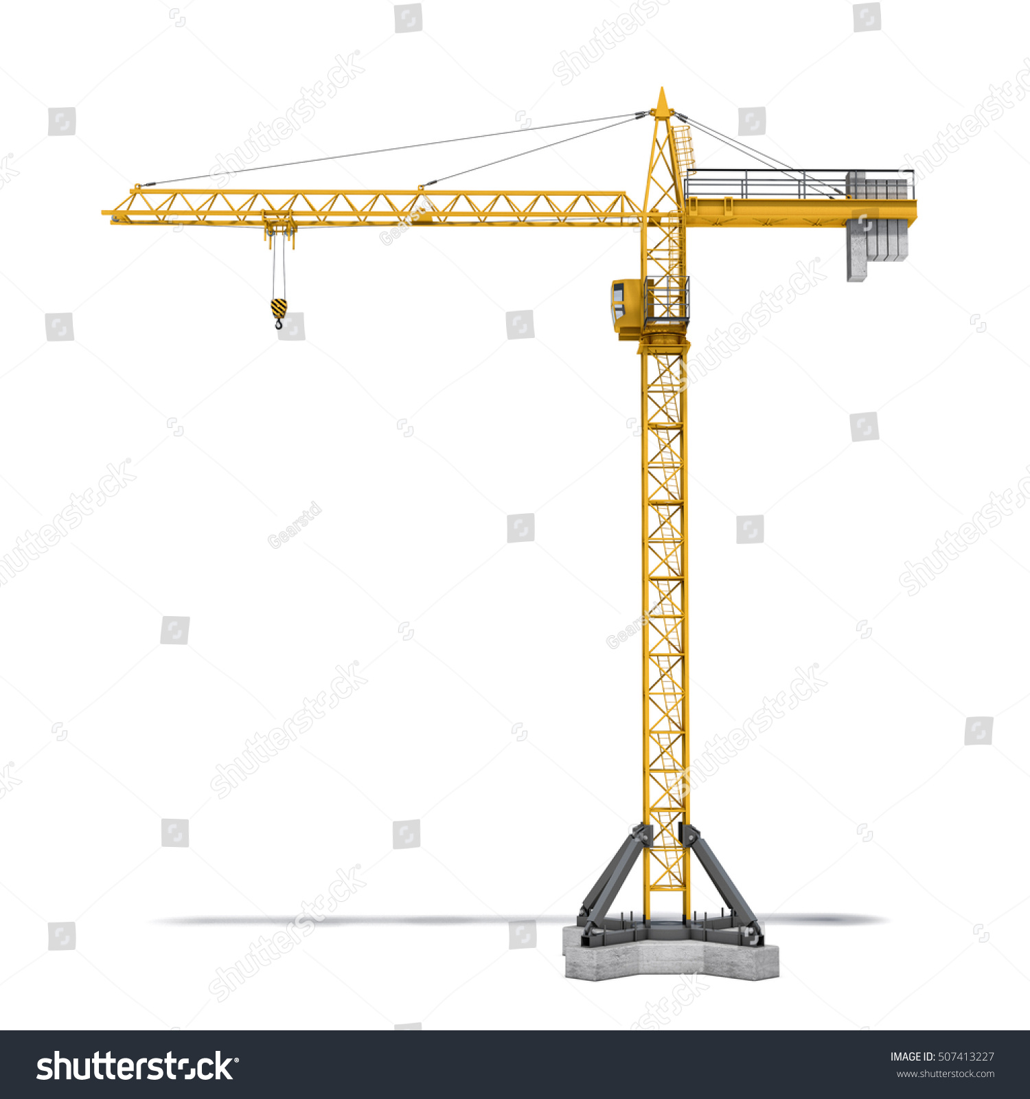 3d Rendering Yellow Tower Crane Fullheight Stock Illustration 507413227 ...