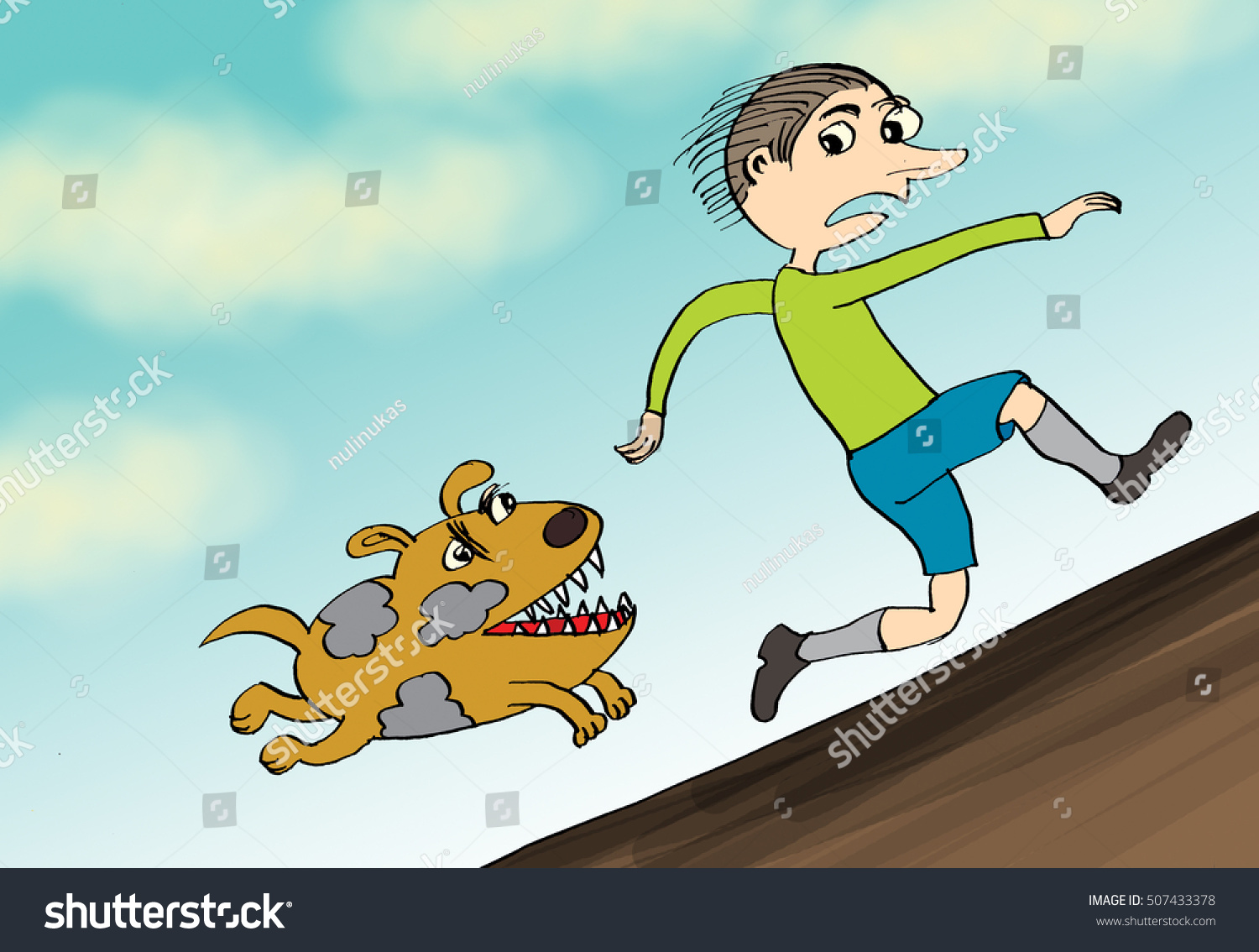 Убегает от собаки