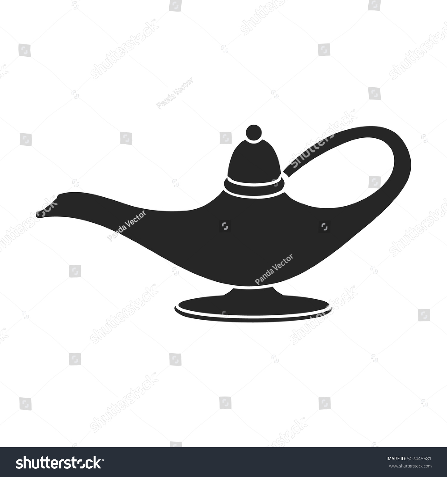 Genies Lamp Icon Black Style Isolated Stock Vector Royalty Free