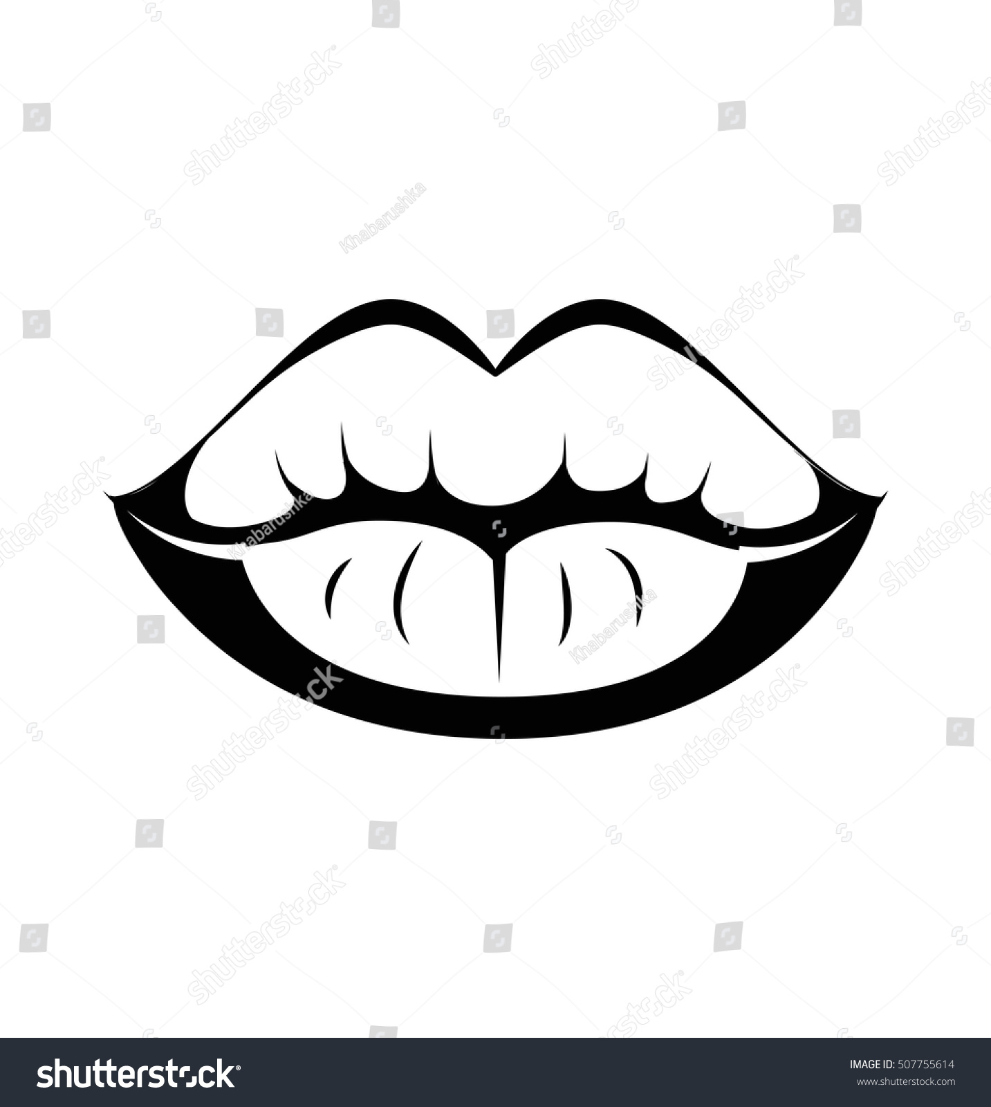 Black Lips Kiss Lips Vector Lips Stock Vector (Royalty Free) 507755614 Shut...