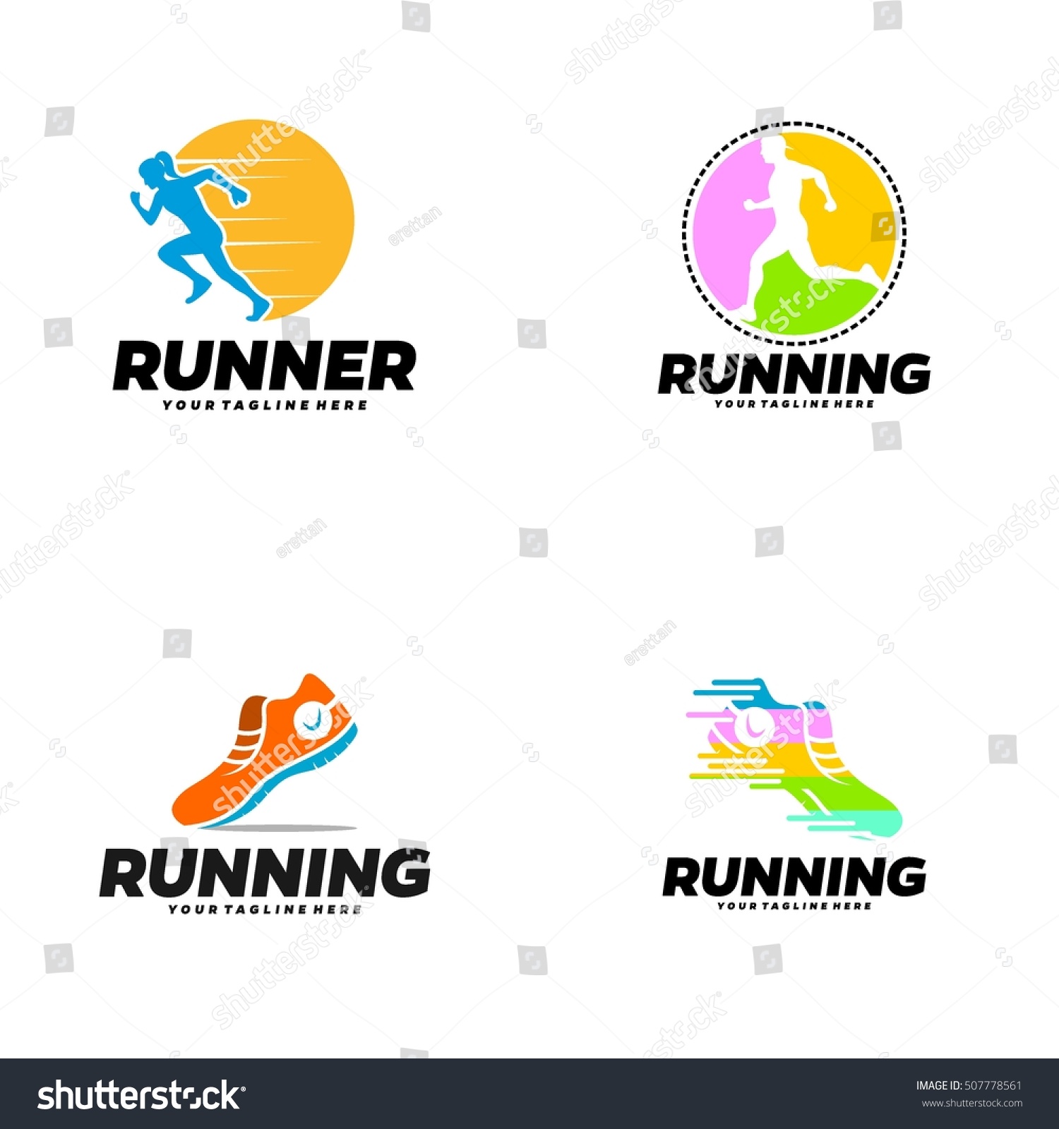 Running Marathon Logo Design Template Stock Vector (Royalty Free ...