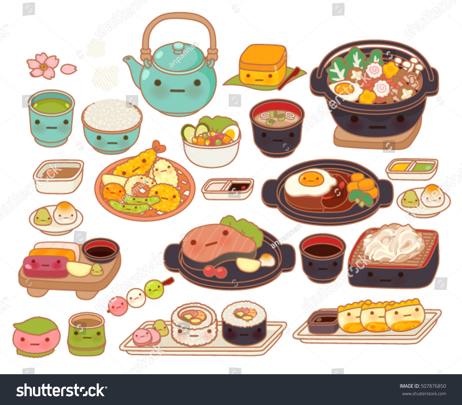 Китайские наклейки милые с едой