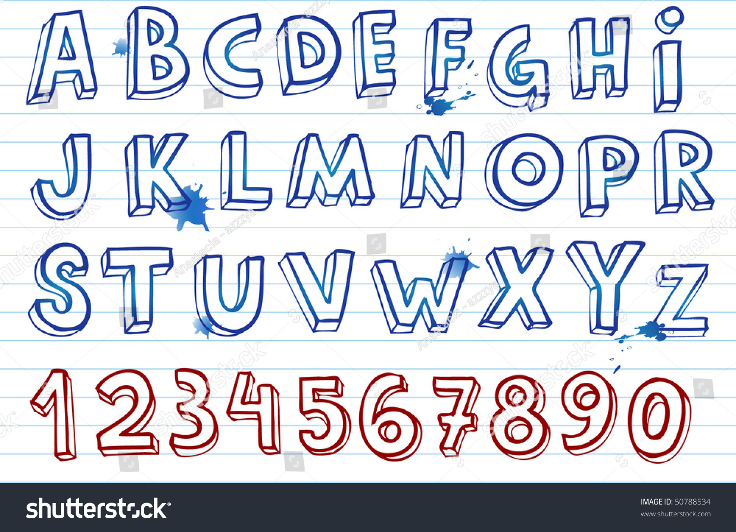 Doodle Font Hand Written Alphabet Stock Vector (Royalty Free) 50788534 ...