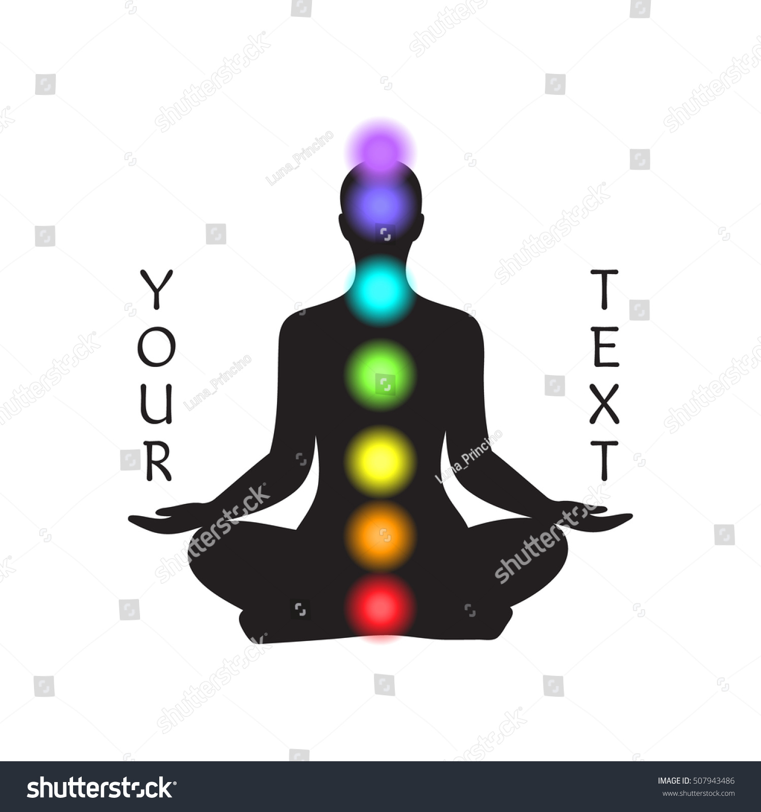 Human Silhouette Yoga Pose Chakras Black Stock Vector (Royalty Free ...