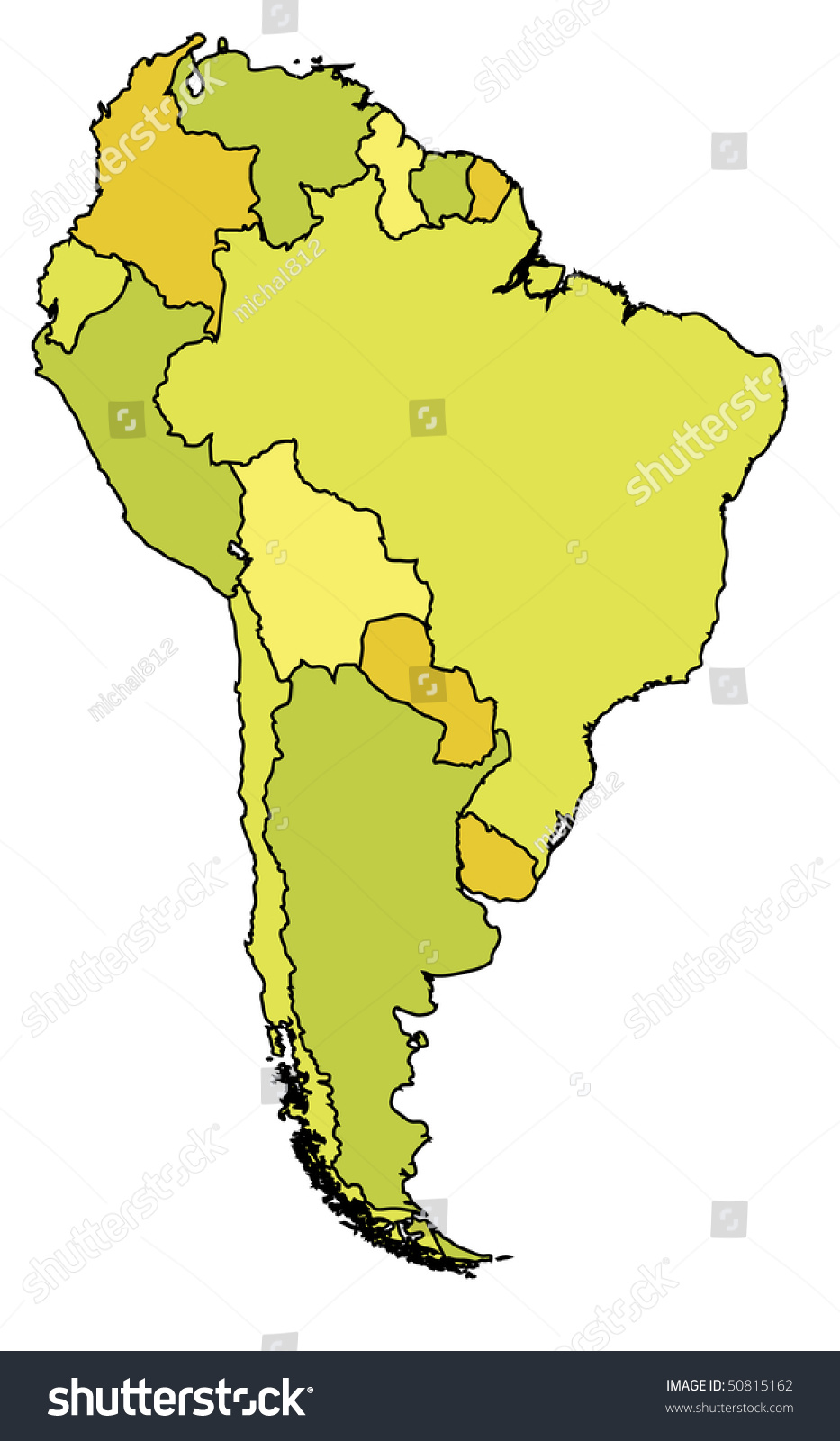 Political Map South America Country Territories Stock Vector Royalty Free 50815162 Shutterstock 7539