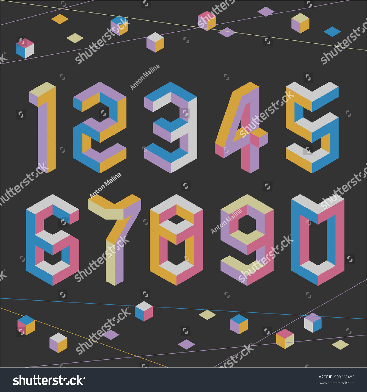 Number Set Geometric Abc Trendy Type Stock Vector (royalty Free 