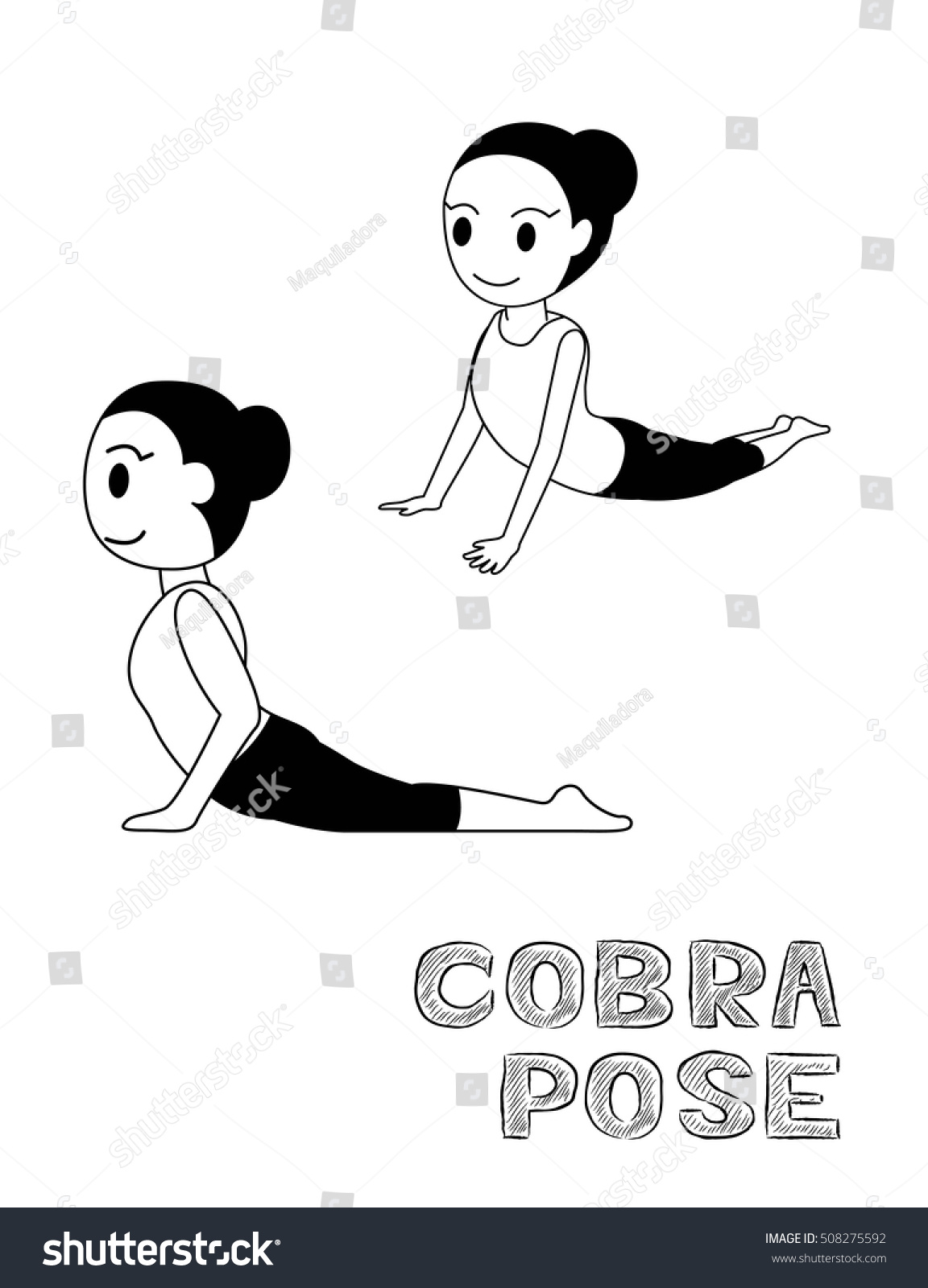 Yoga Cobra Pose Cartoon Vector Illustration Stock Vector (Royalty Free ...