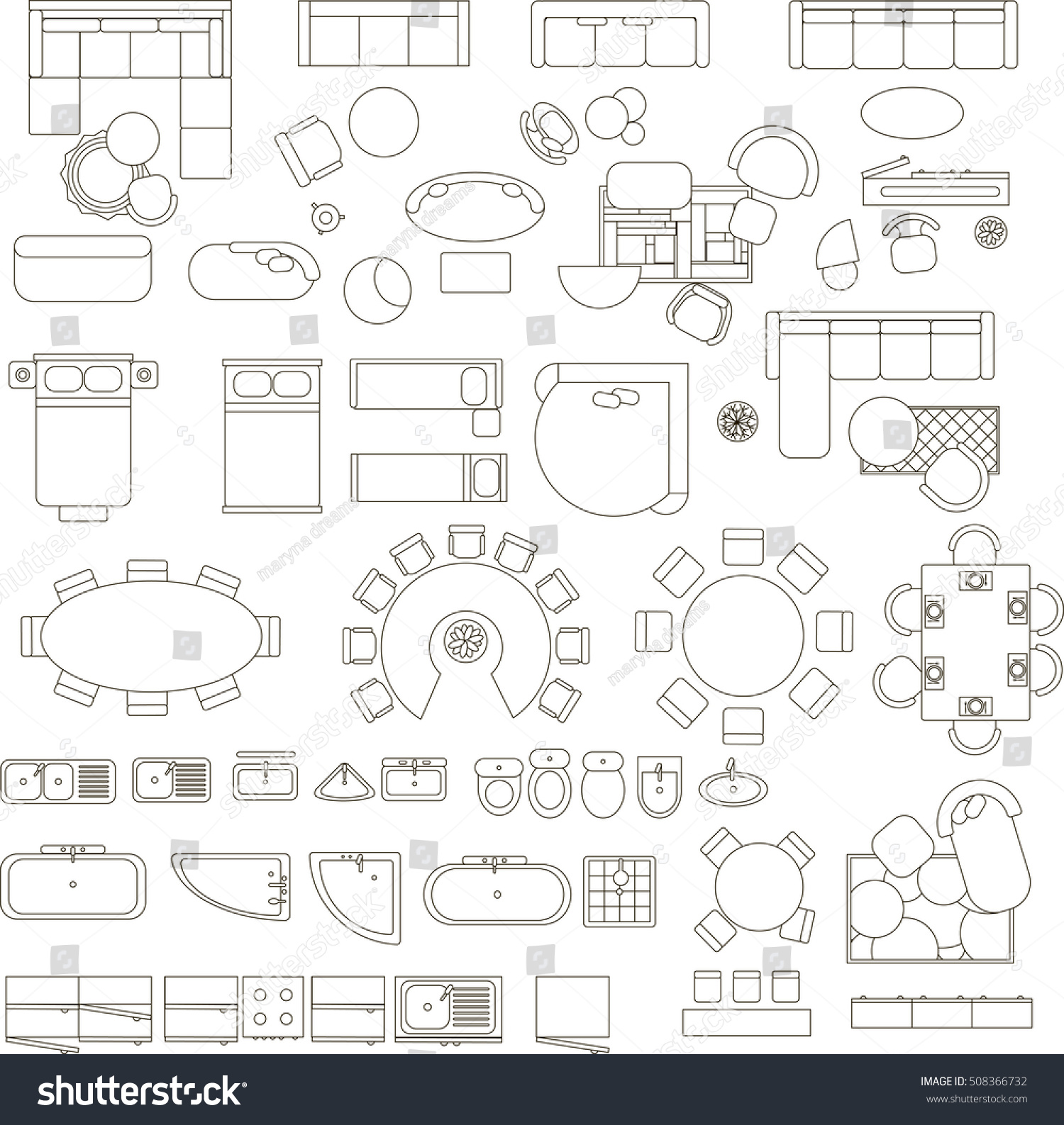 Furniture Top View Stock Vector (Royalty Free) 508366732 | Shutterstock