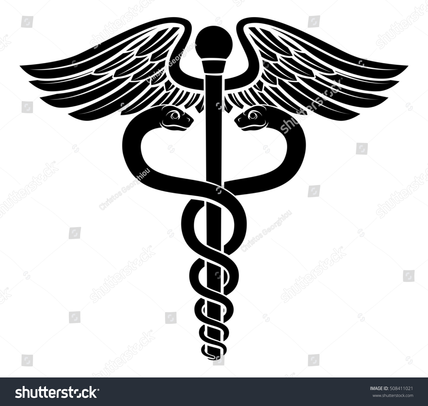 Caduceus Symbol Two Snakes Intertwined Around Stock Illustration Shutterstock