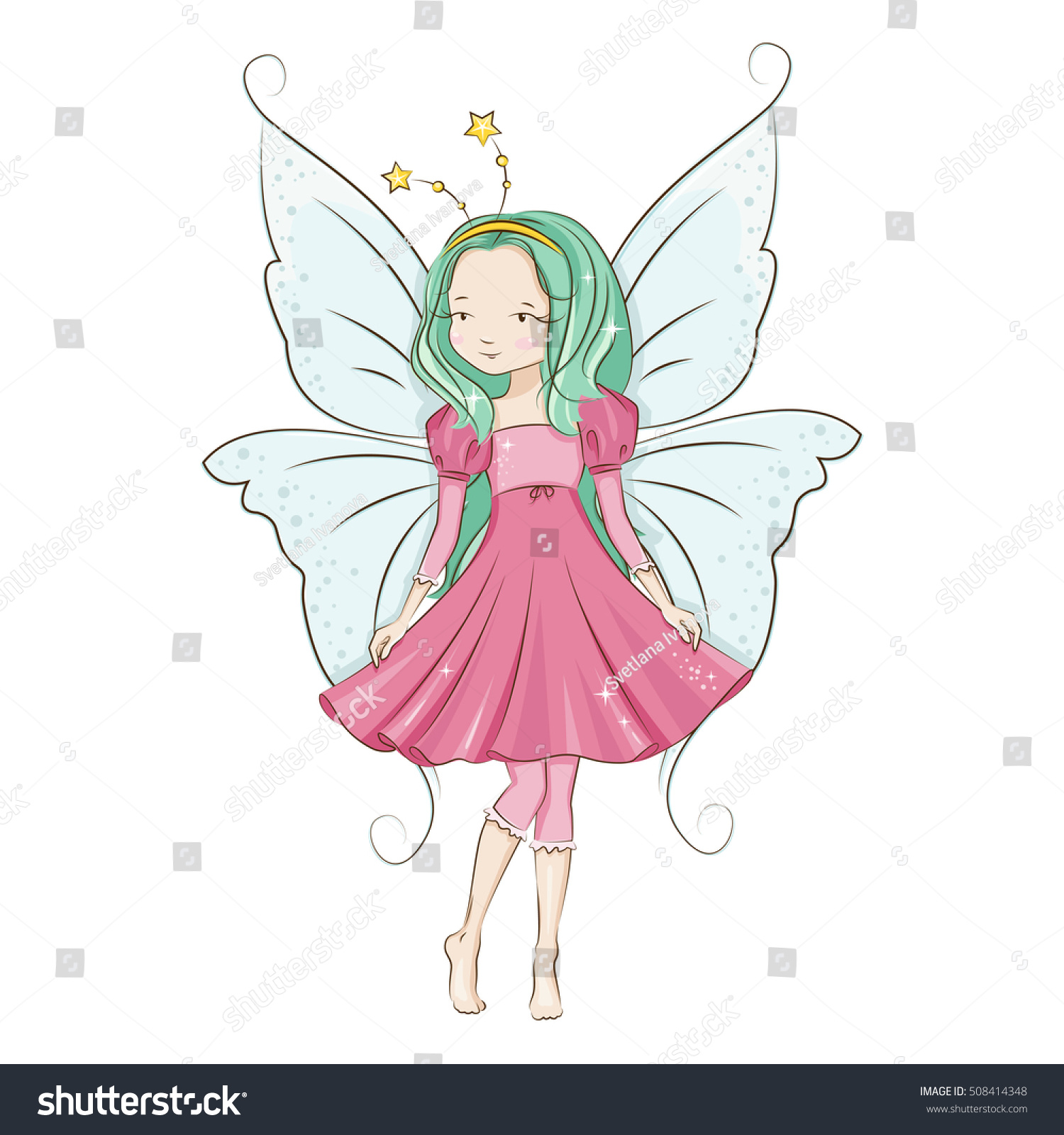 Cute Little Fairy Illustration Isolated On Stock Vector (Royalty Free ...