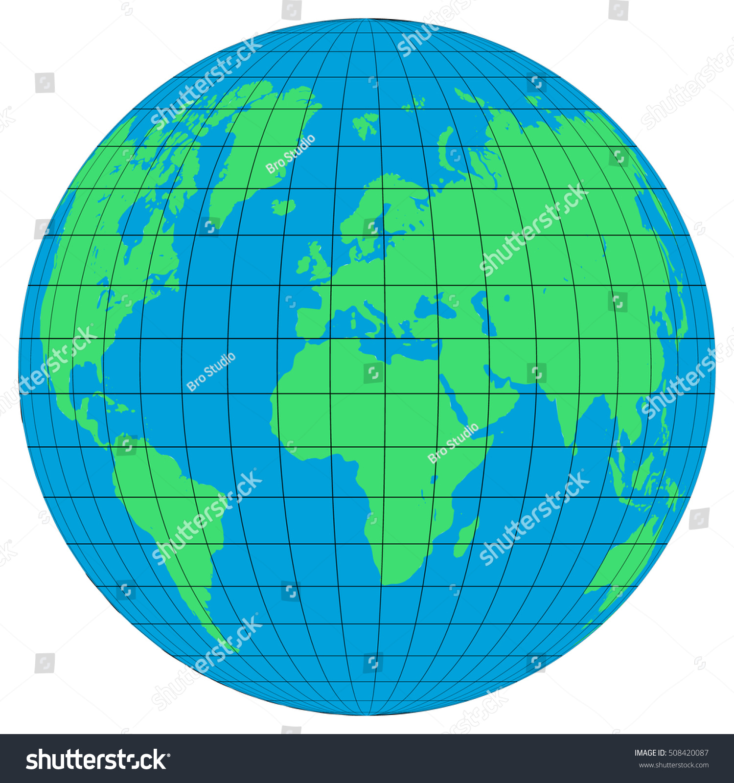 Earth Globes Isolated Latitudes Meridians On Stock Vector 508420087