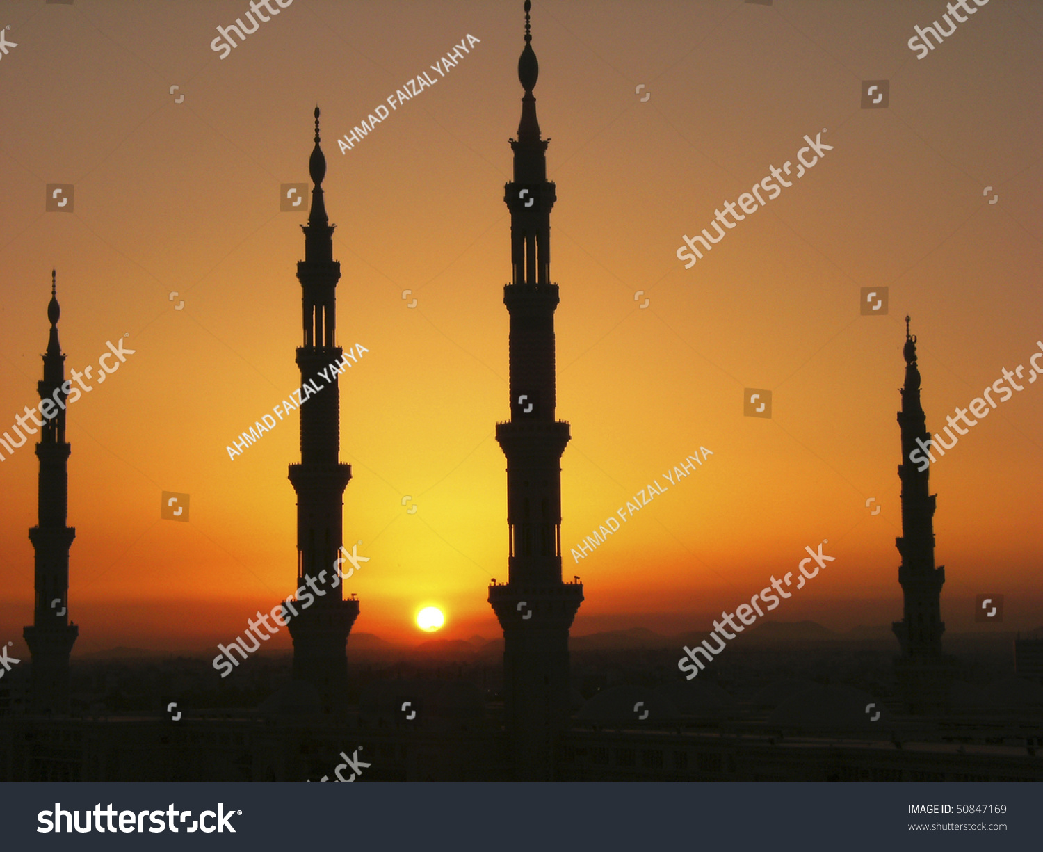 Silhouette Minarets Masjid Al Nabawi Nabawi Stock Photo 50847169 ...