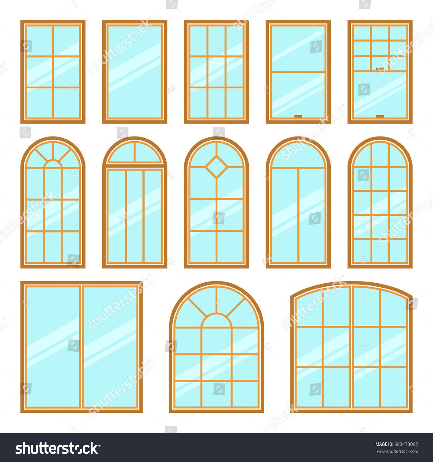 Vector Icons Set Different Types Windows Stock Vector (Royalty Free ...