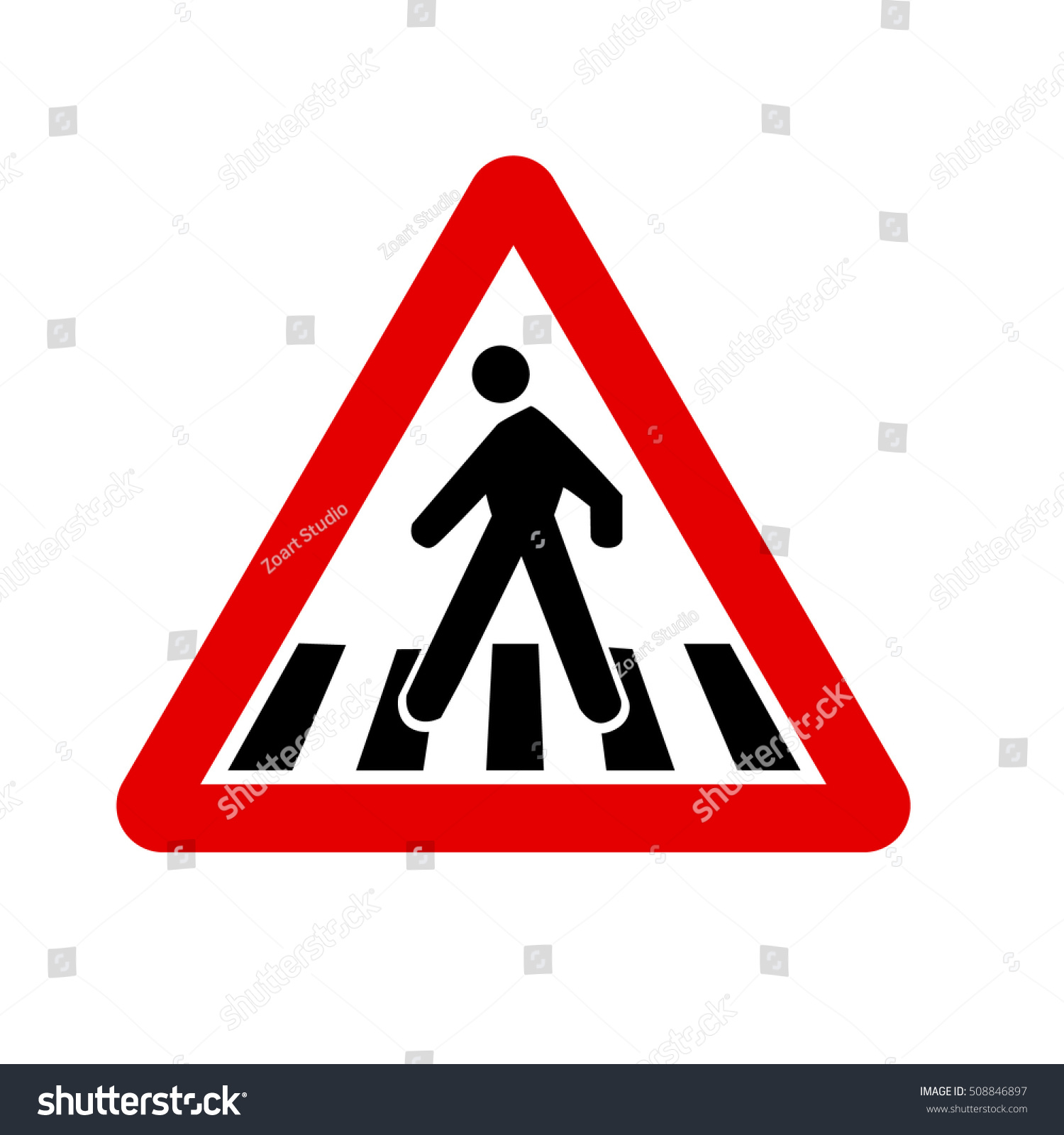Traffic Sign Pedestrian Crossing Stock Vector (Royalty Free) 508846897 ...