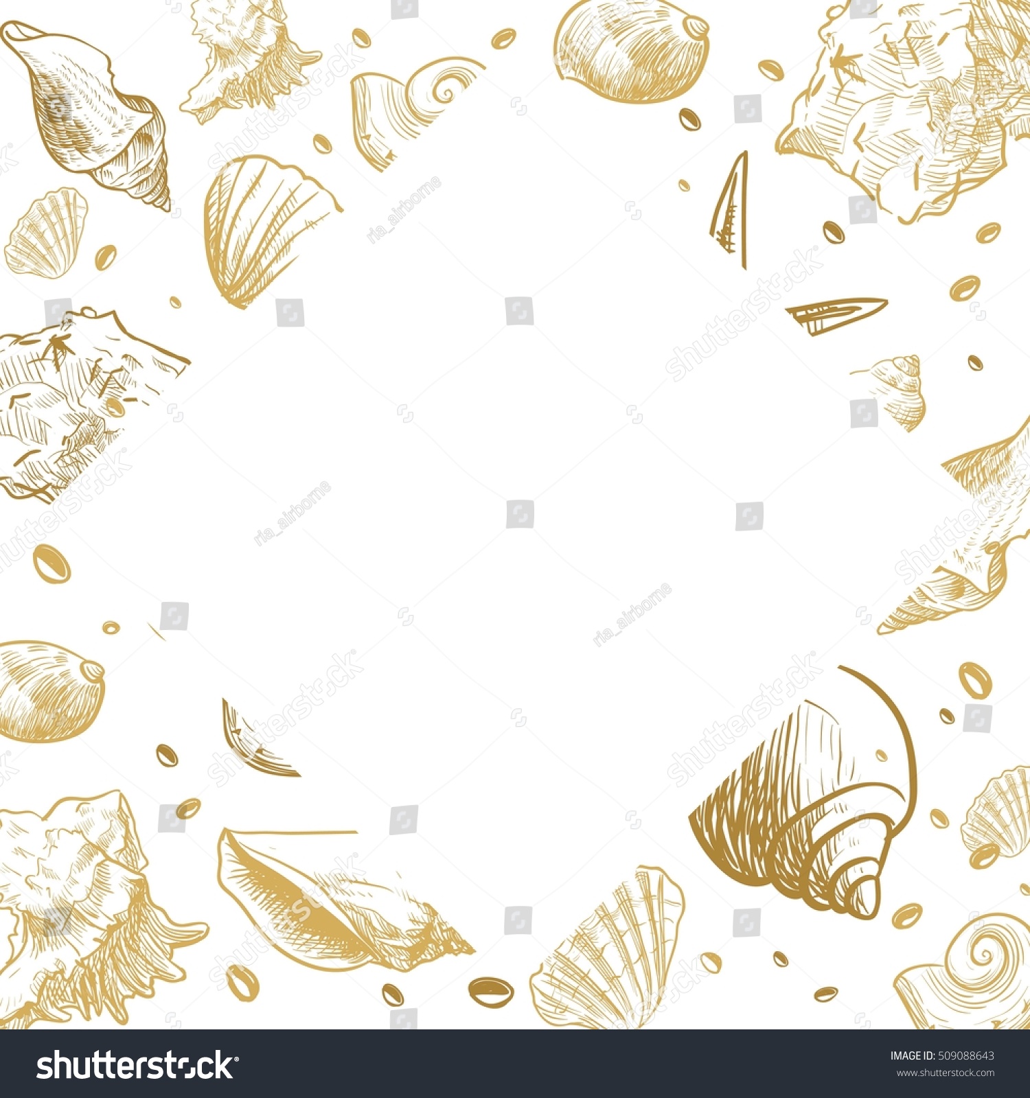 Ocean Theme Banner Background Sea Shells Stock Vector (Royalty Free ...