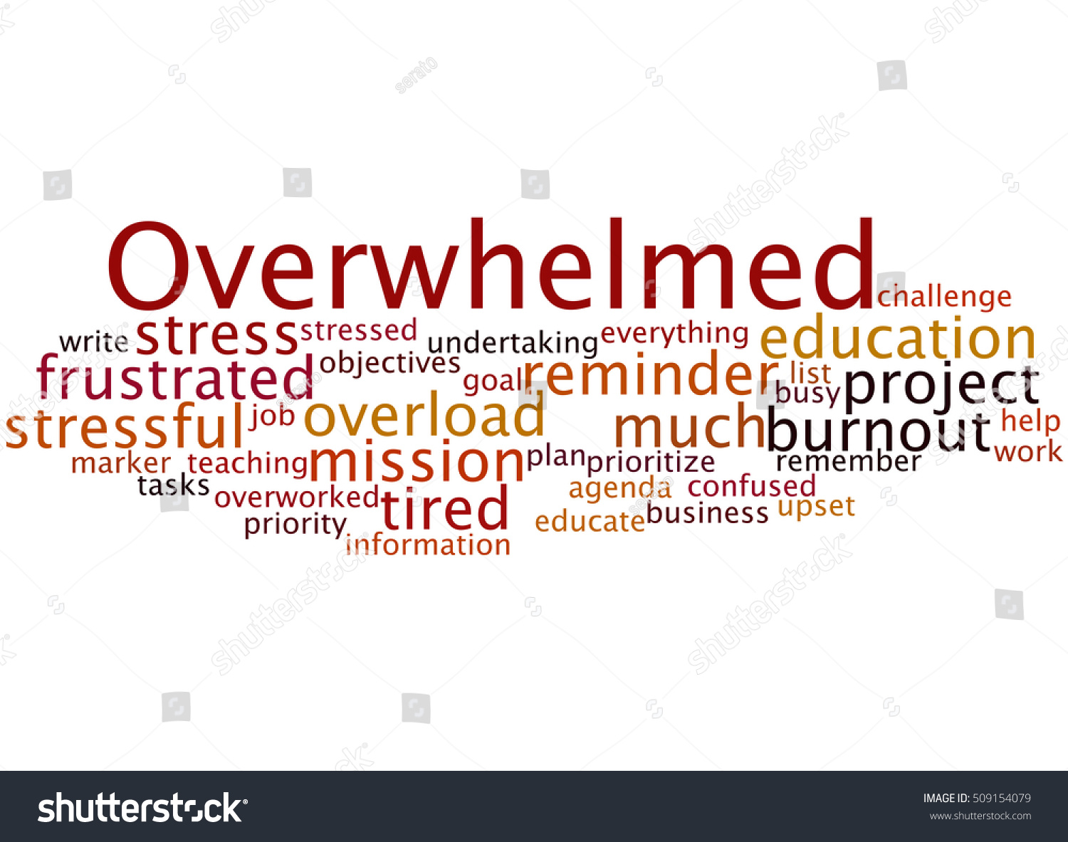 Overwhelmed Word Cloud Concept On White Stock Illustration 509154079 ...