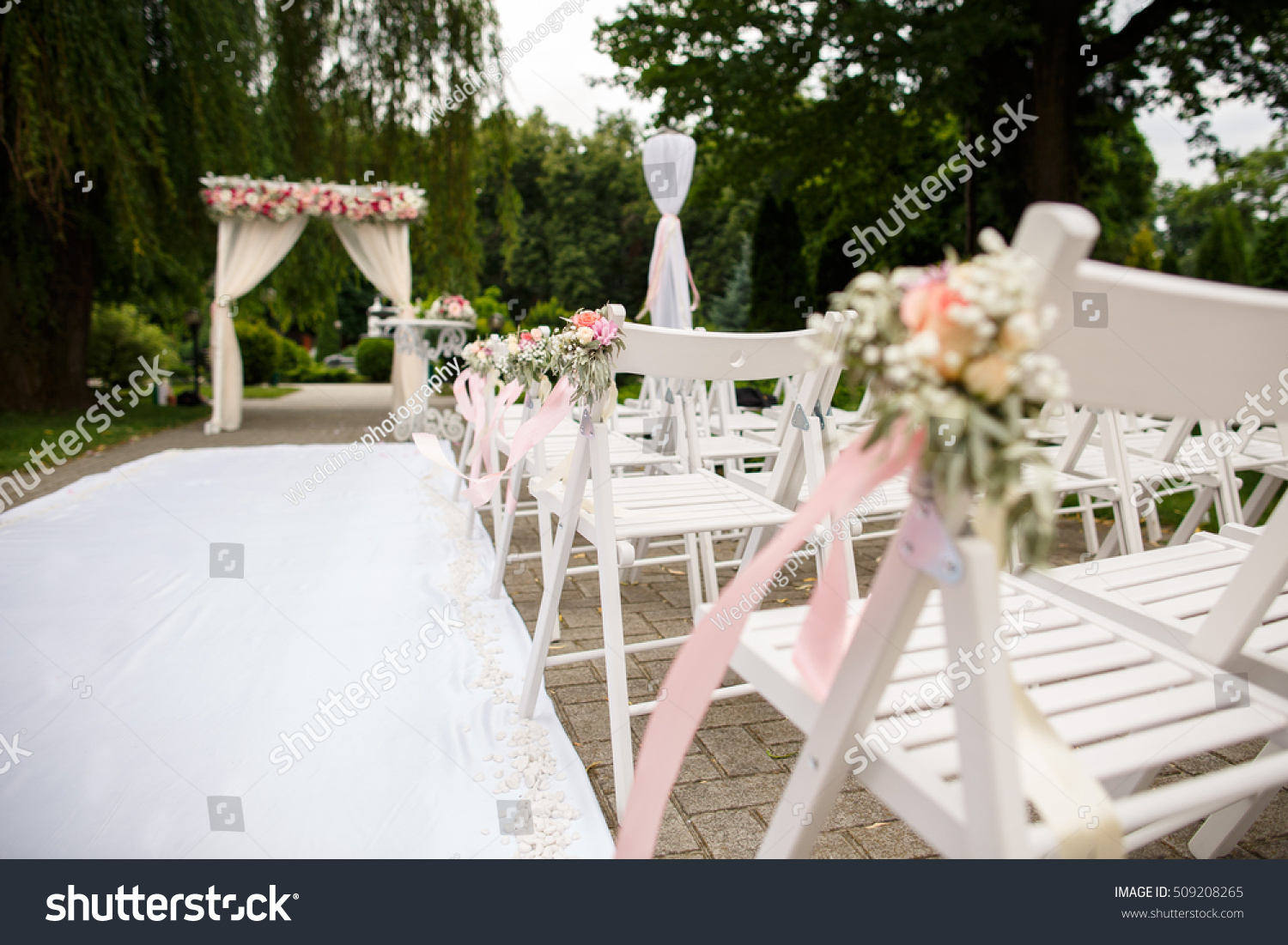 Wedding Background Decorations Chairs Wedding Arch Stock Photo ...