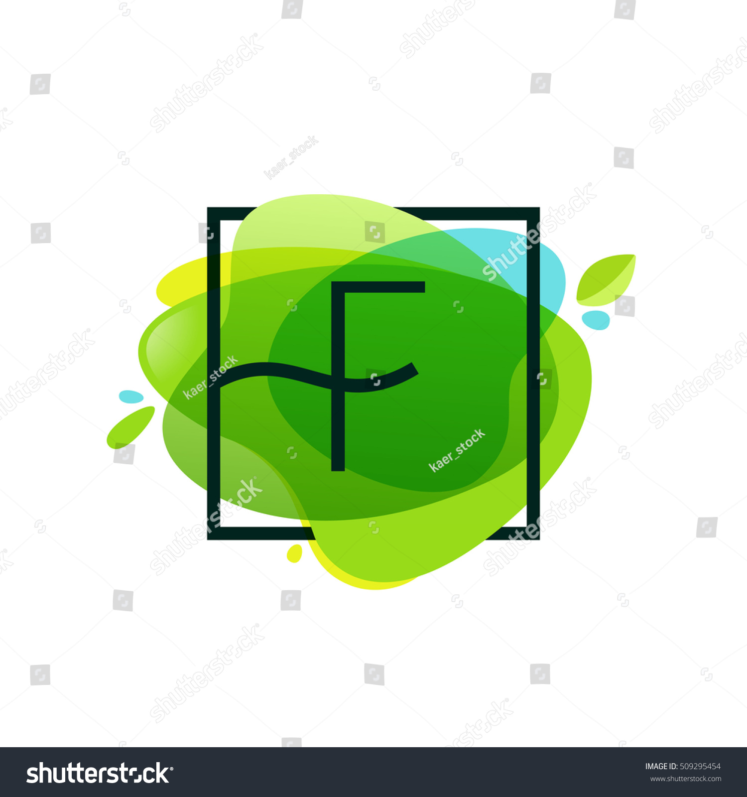 F Letter Logo Square Frame Green Stock Vector (Royalty Free) 509295454 ...