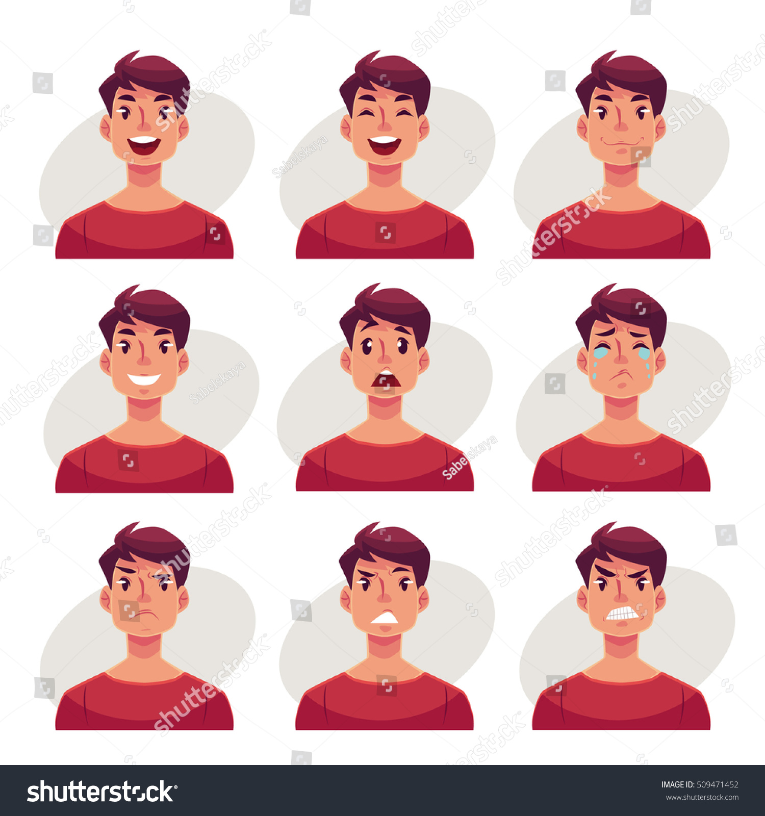 Young Man Face Expression Set Cartoon Stock Vector (Royalty Free ...